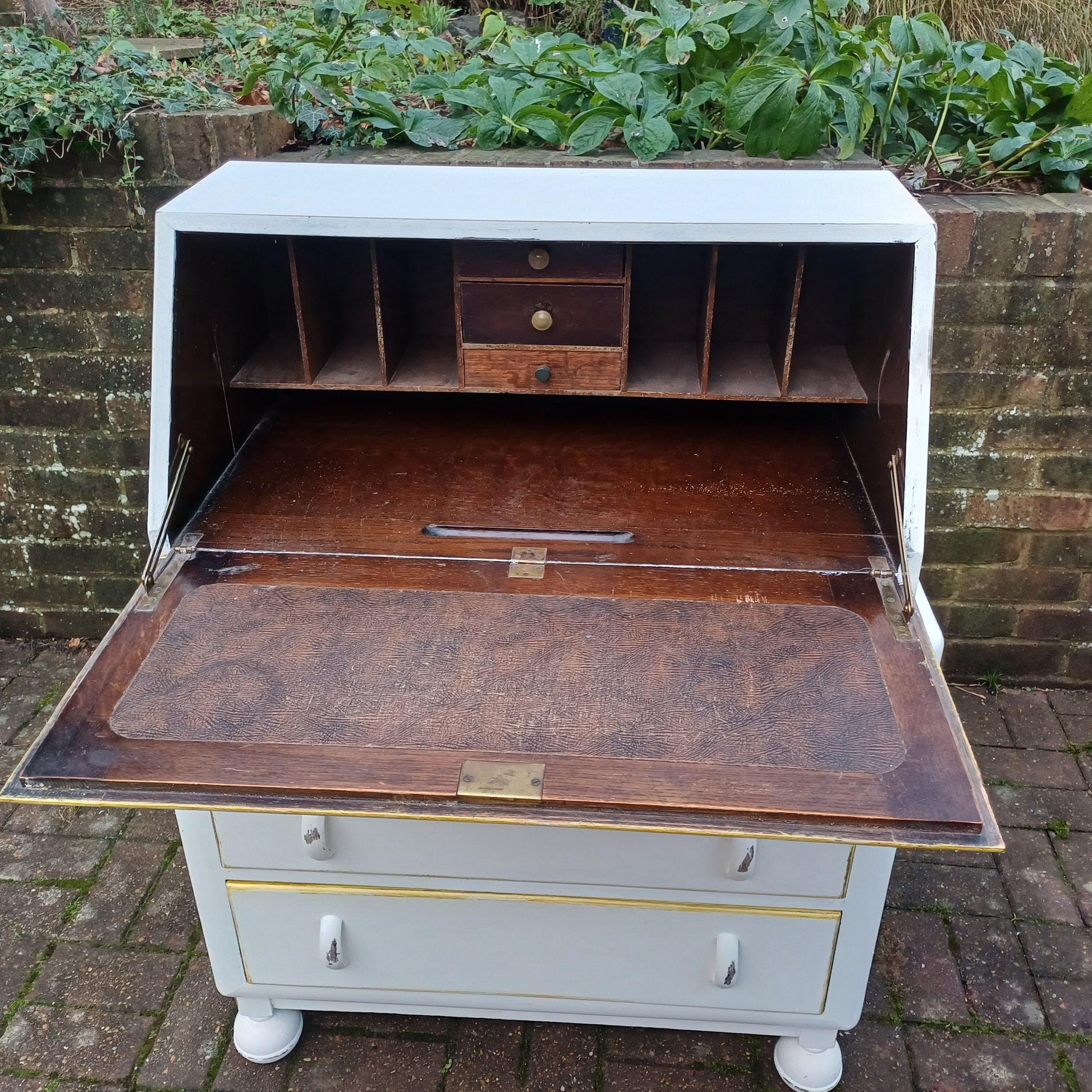 Vintage Retro Style Painted Bureau in Farrow and Ball Desk Chest of Drawers. Restored and Hand Finished FREE HAND Delivery