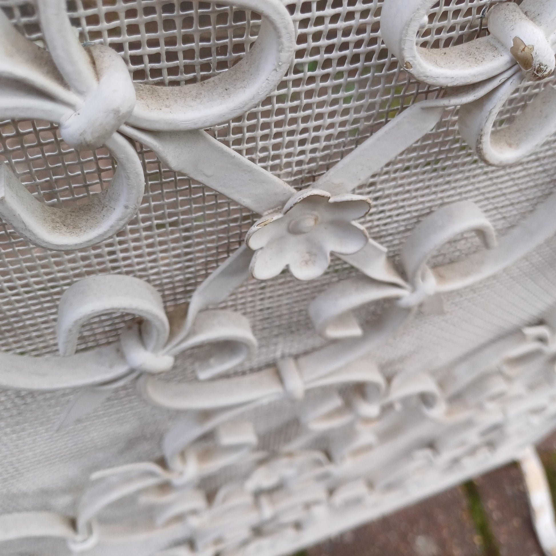 Vintage Mid 20th Century Iron Fire Screen Guard Painted White Heavy Quality