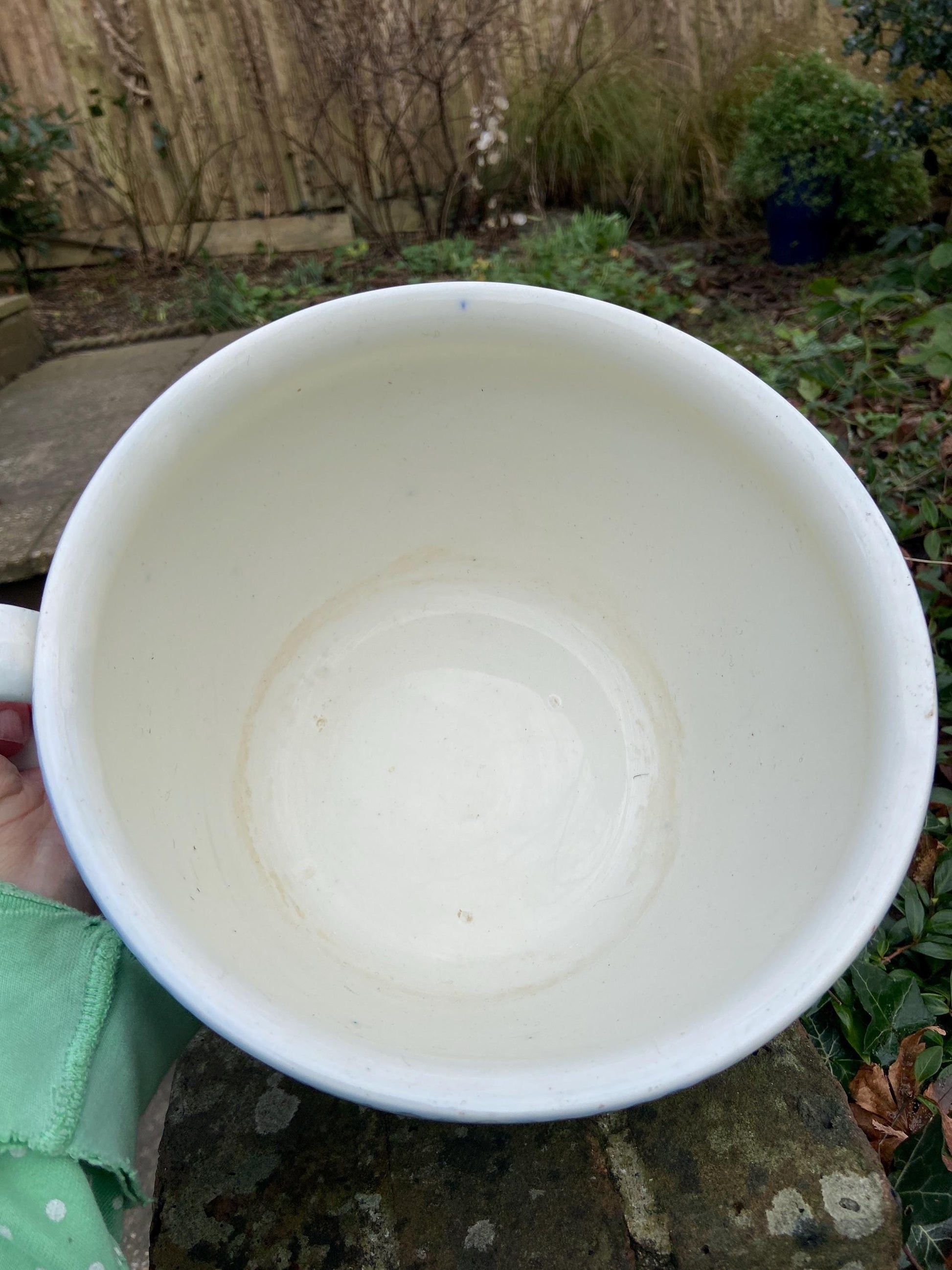 Antique planter, Victorian Blue and White Antique Chamber Pot, Potty, Indoor planter, Orient pattern