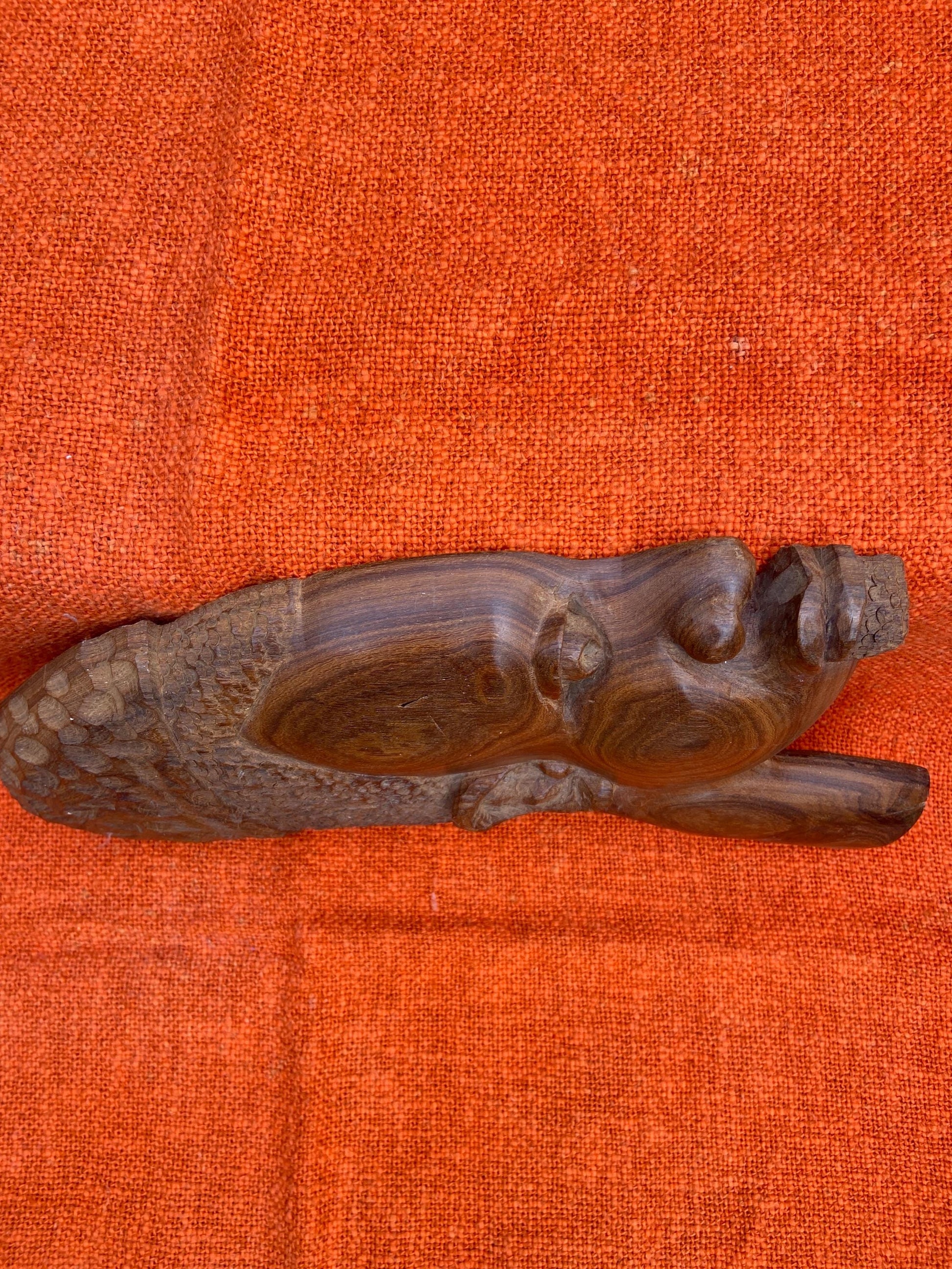 Vintage African hand carved wood faces, pair of African sculptures, Ethnic art, wooden wall art