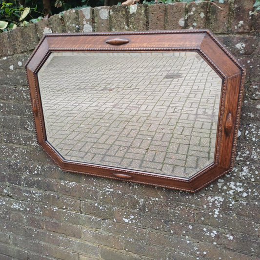 Huge Vintage 1920s Superior Oak Hexagonal Mirror. Bevelled Glass in VGC. FREE HAND Delivery