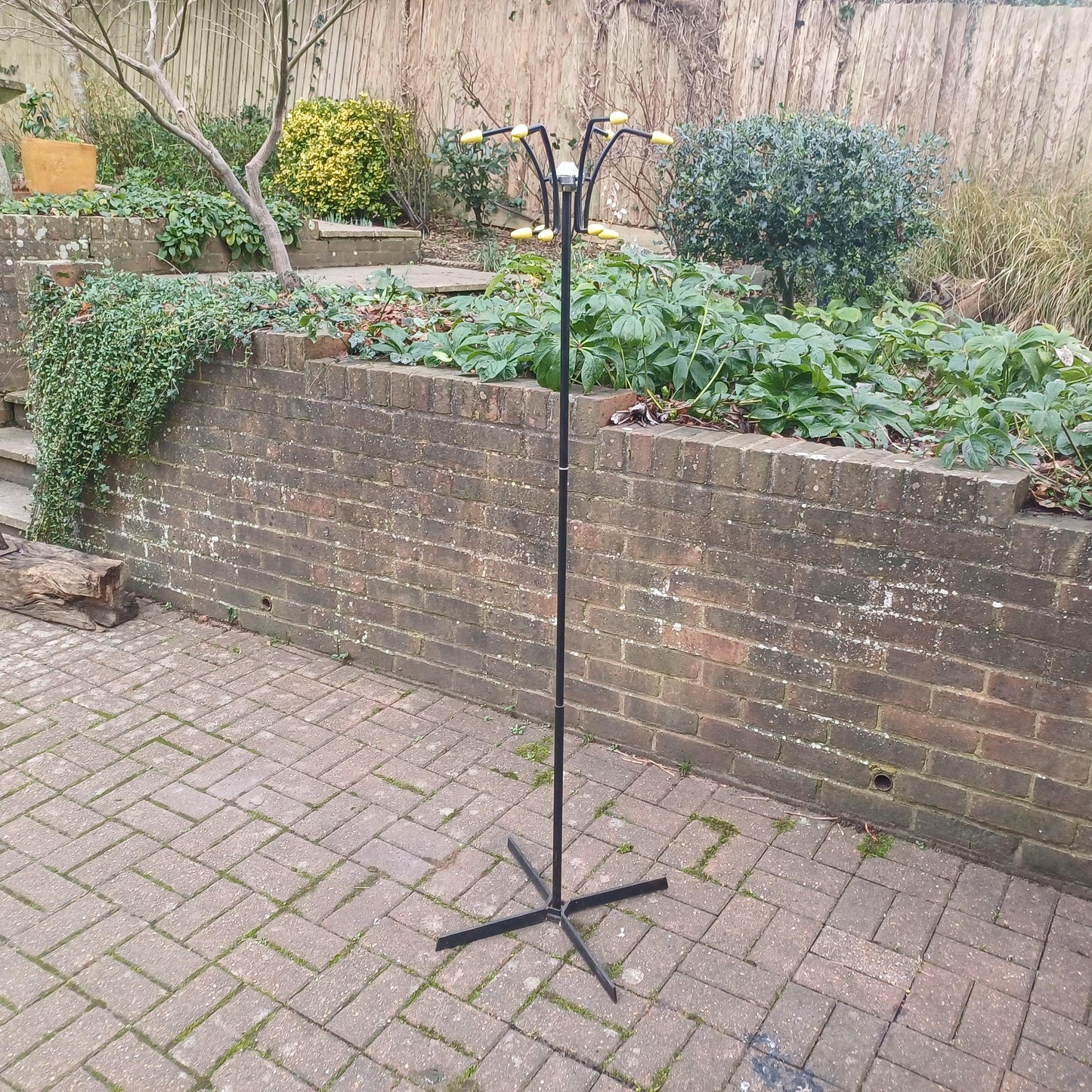 Classic Vintage Retro 1950s Iron and Metal Coat Hooks Stand Black and Yellow Atomic Style Hooks FREE HAND Delivery