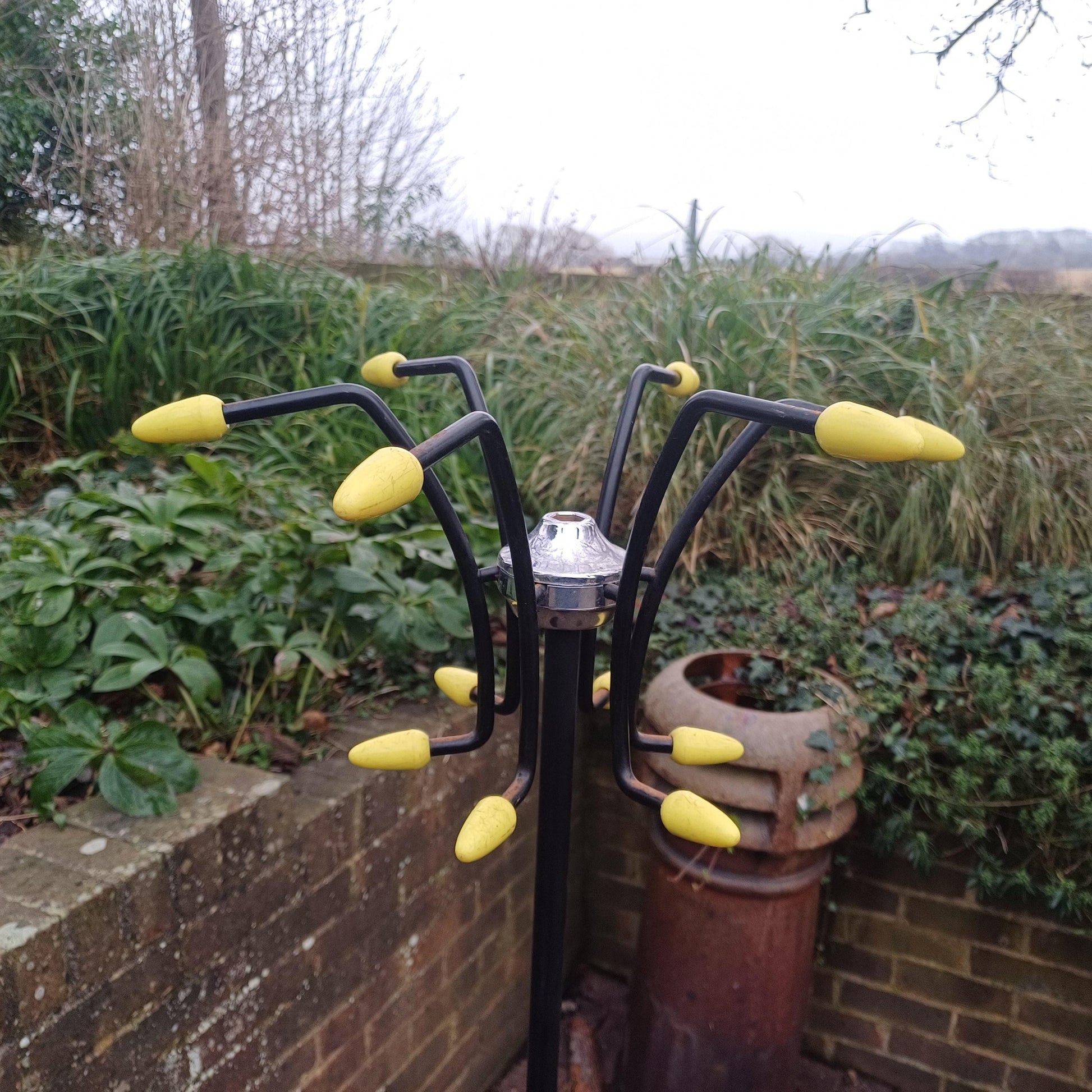 Classic Vintage Retro 1950s Iron and Metal Coat Hooks Stand Black and Yellow Atomic Style Hooks FREE HAND Delivery