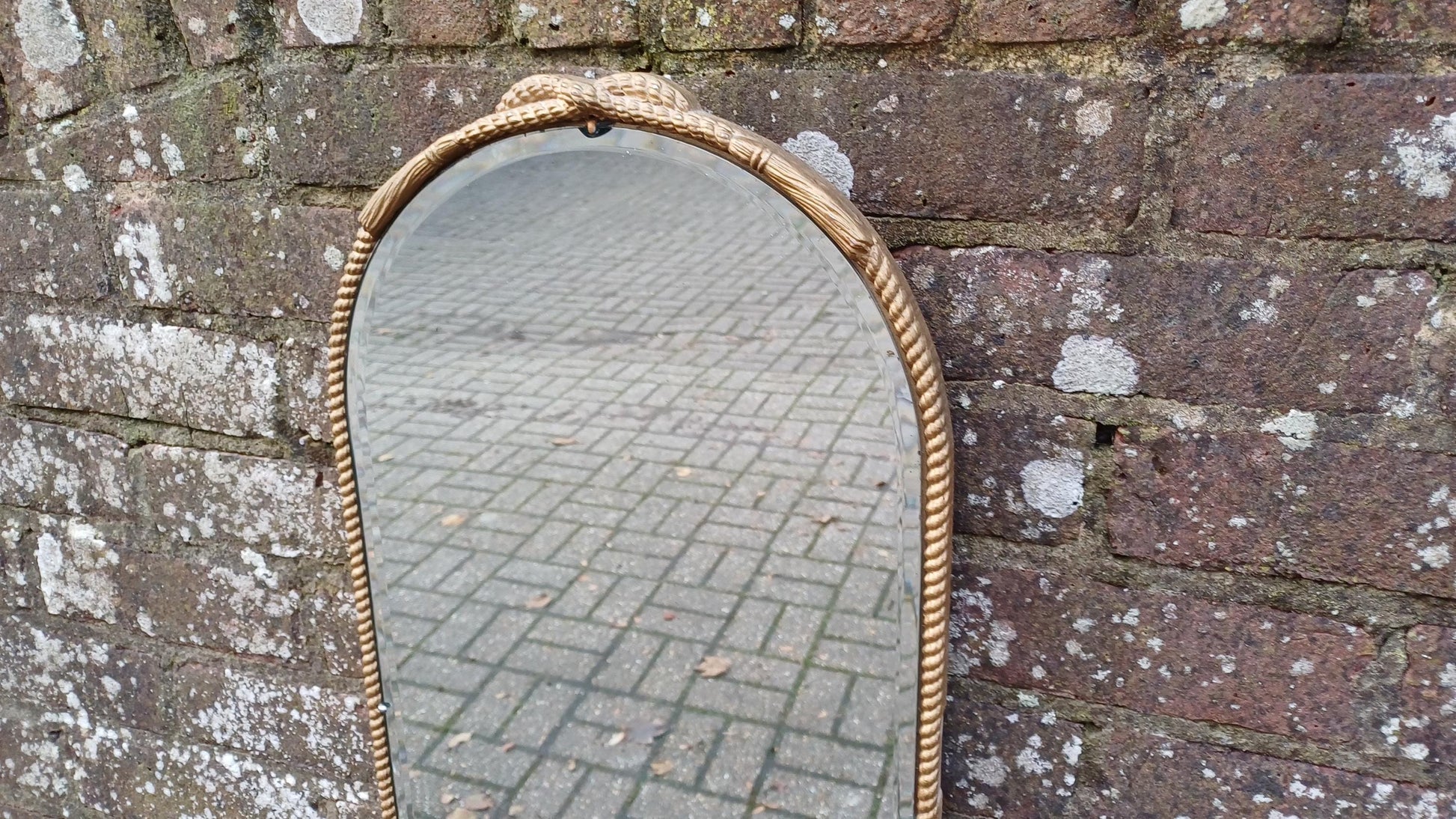Unusual Vintage Retro Gold Gilt Arch Top Decorative Wall Mirror.