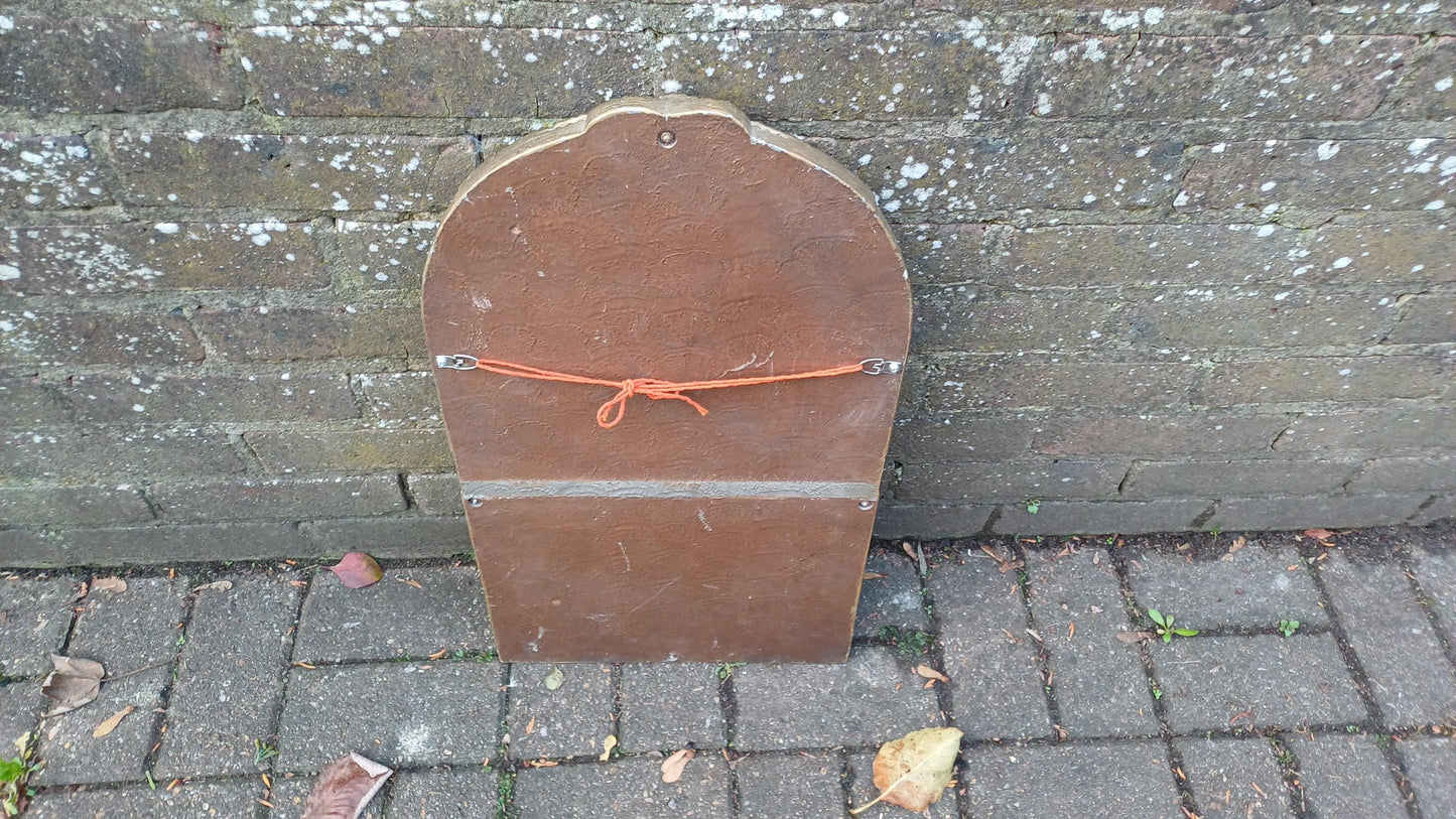 Unusual Vintage Retro Gold Gilt Arch Top Decorative Wall Mirror.