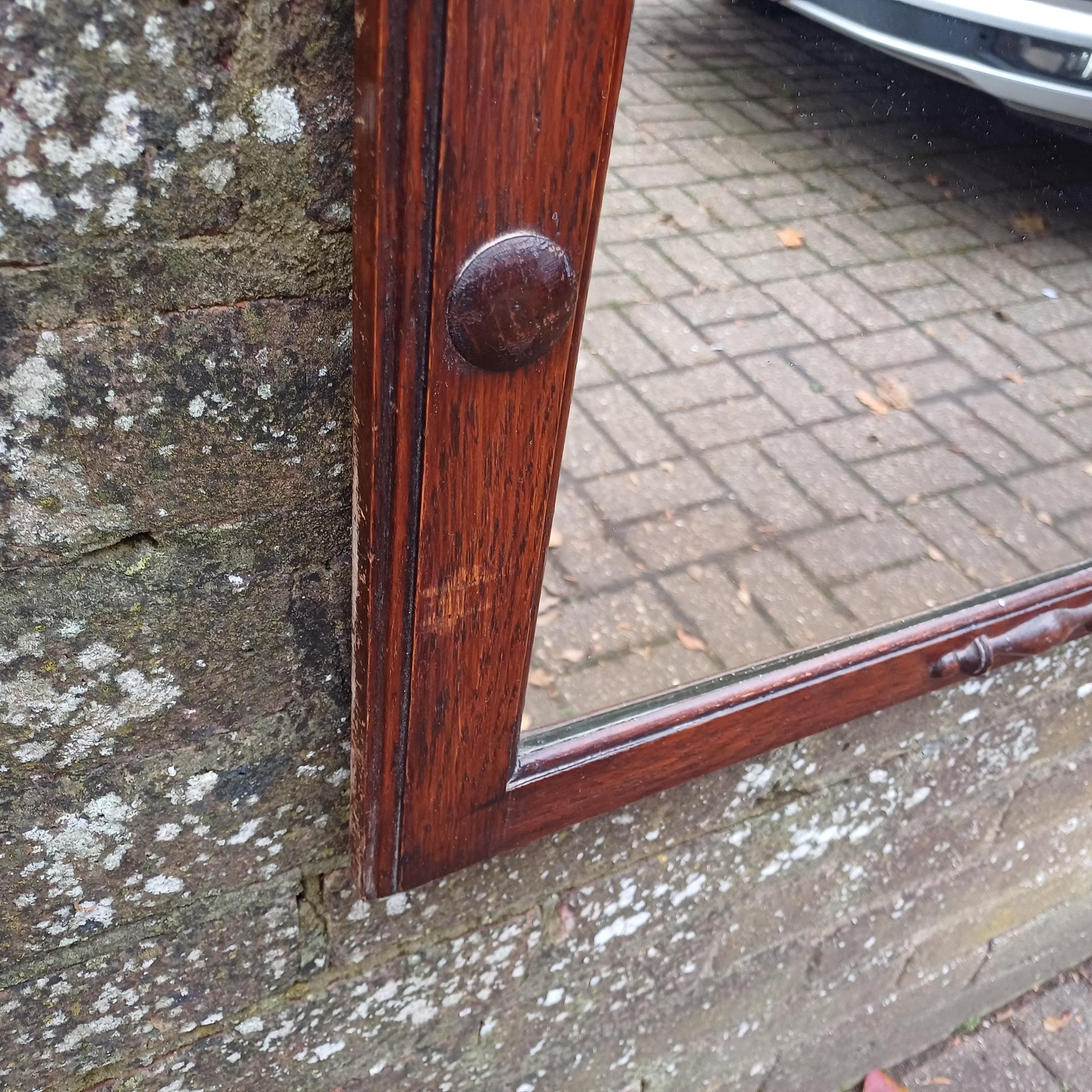 Classic Solid Oak 1920s Decorative Wall Mirror Vintage Chic