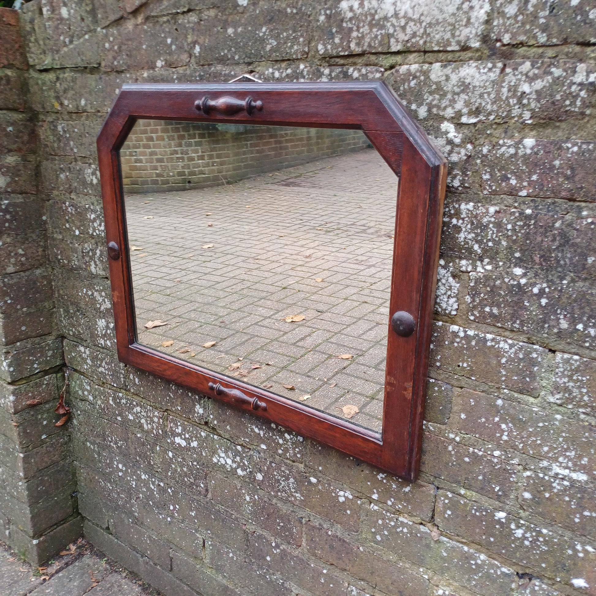 Classic Solid Oak 1920s Decorative Wall Mirror Vintage Chic