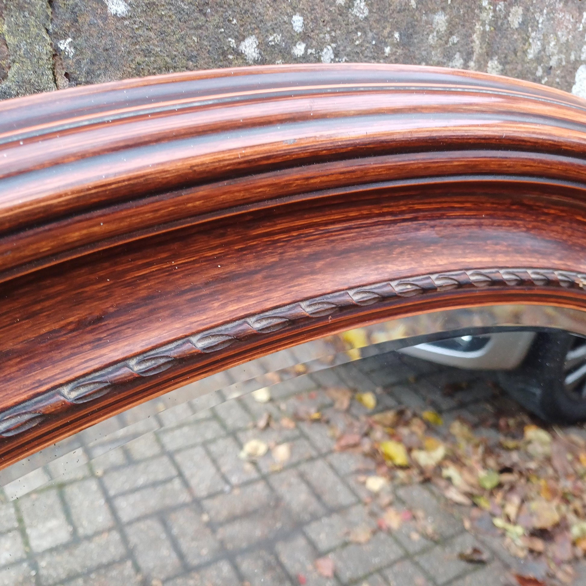 Huge and Imposing Red Painted Oval Mirror Red and Black Hues Bevelled Glass FREE HAND Delivery