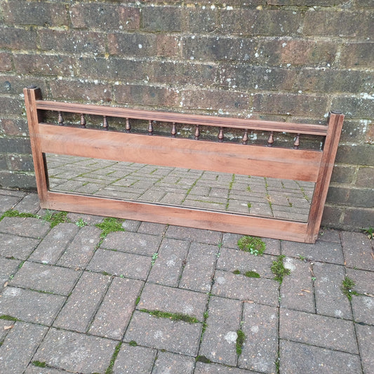 Vintage Stripped Mahogany Antique Victorian Over-Mantel or Wall Mirror with Finials