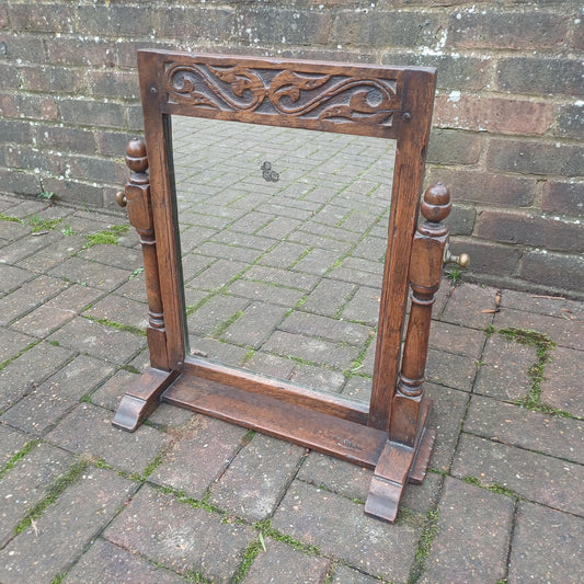 Quality Vintage Antique Victorian Solid Oak Decorative Dressing Table Mirror