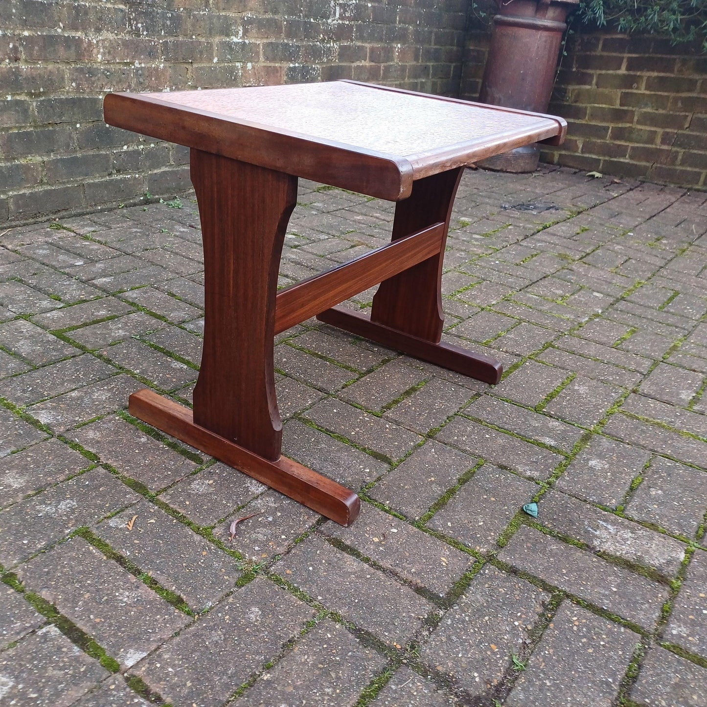Vintage Retro 1970s Teak Coffee Table with Electroplated Copper Top – Mid-Century Modern Statement Piece