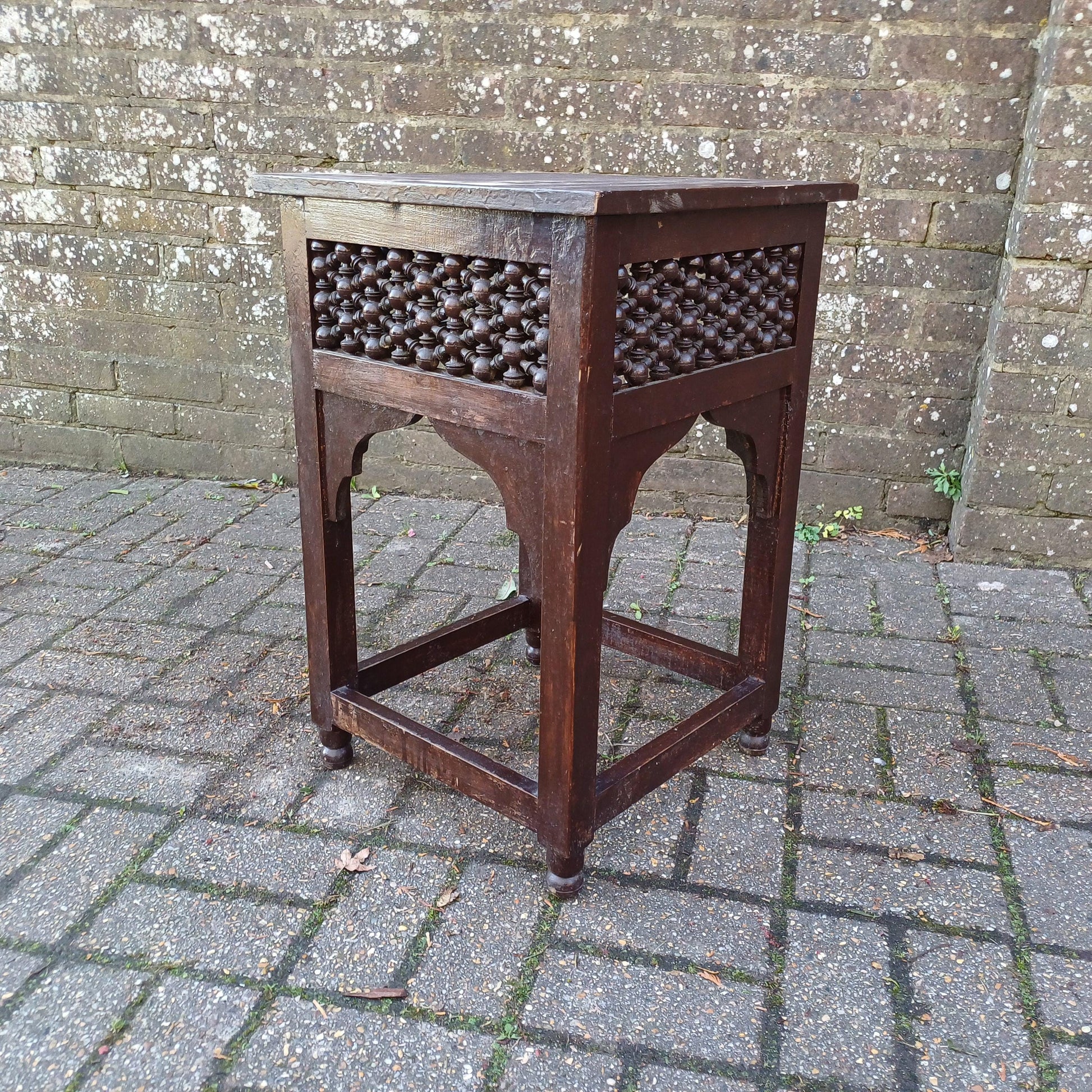Rustic Vintage 1920s Benares Style Side Table – Bohemian Far East-Inspired Furniture for Multiple Uses