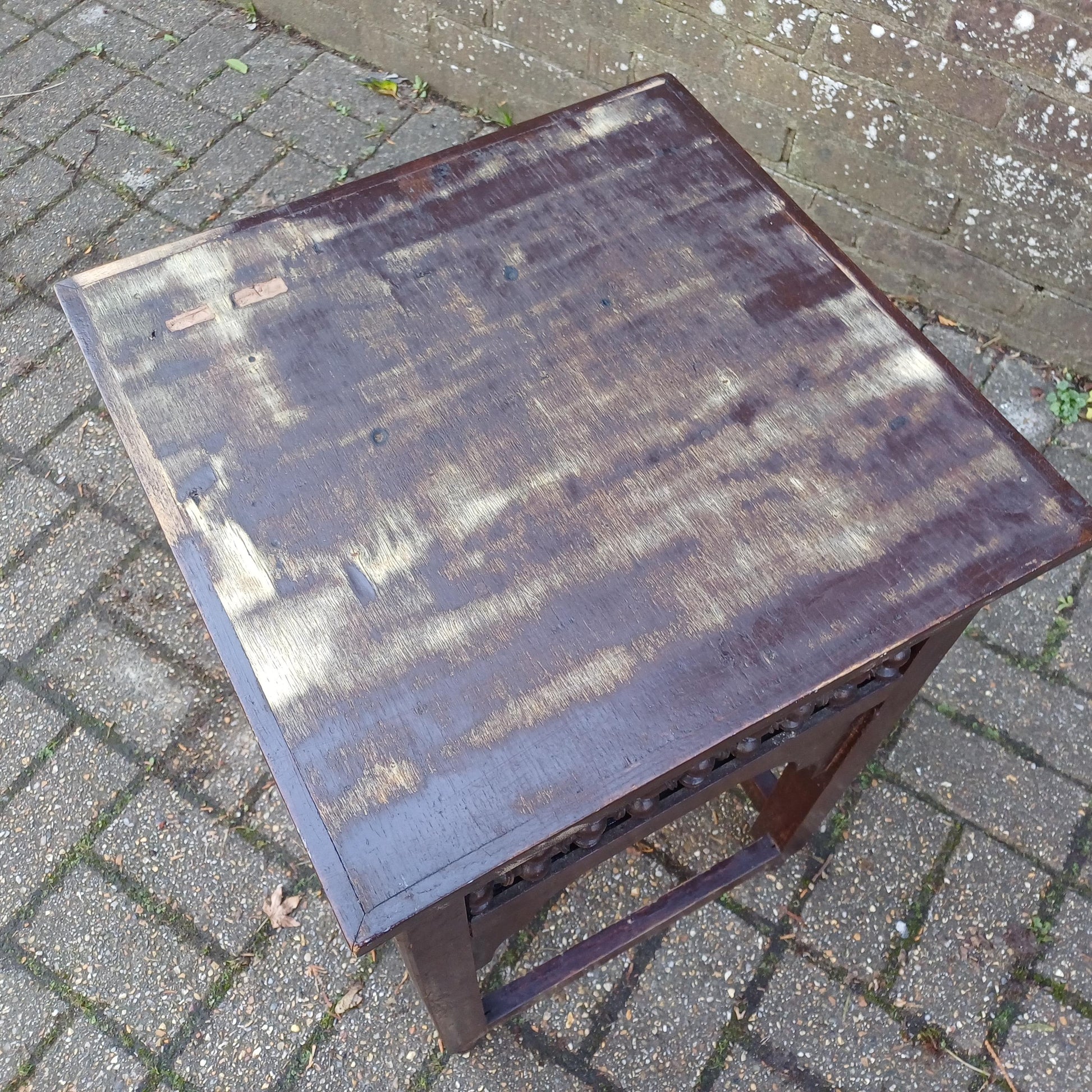 Rustic Vintage 1920s Benares Style Side Table – Bohemian Far East-Inspired Furniture for Multiple Uses
