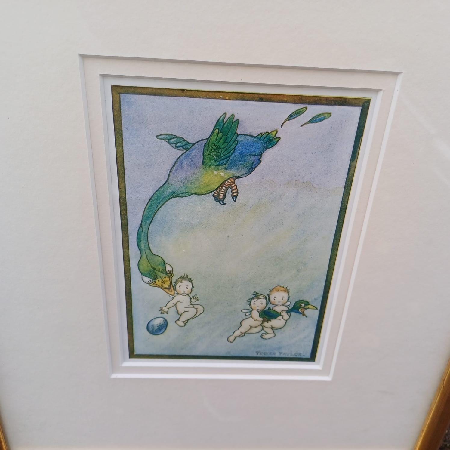 Nursery Prints x 2 of Uzz, Fuzz, Buzz by Tinker Taylor - babes on adventure 1920s book illustrations - framed glazed prints x 2