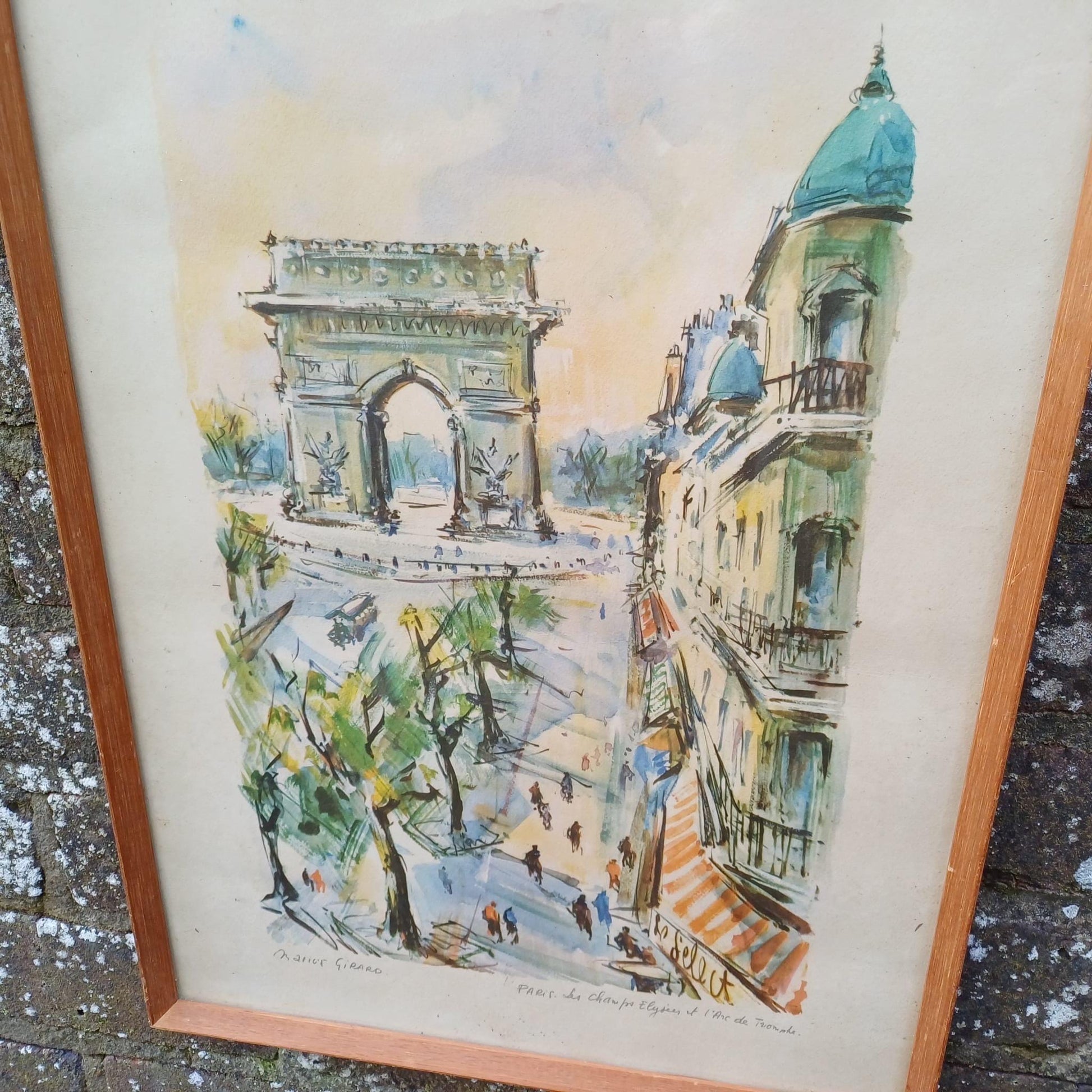 Marius Girard Paris original water colour painting. Vintage retro framed. original painting. original retro and mid century painting