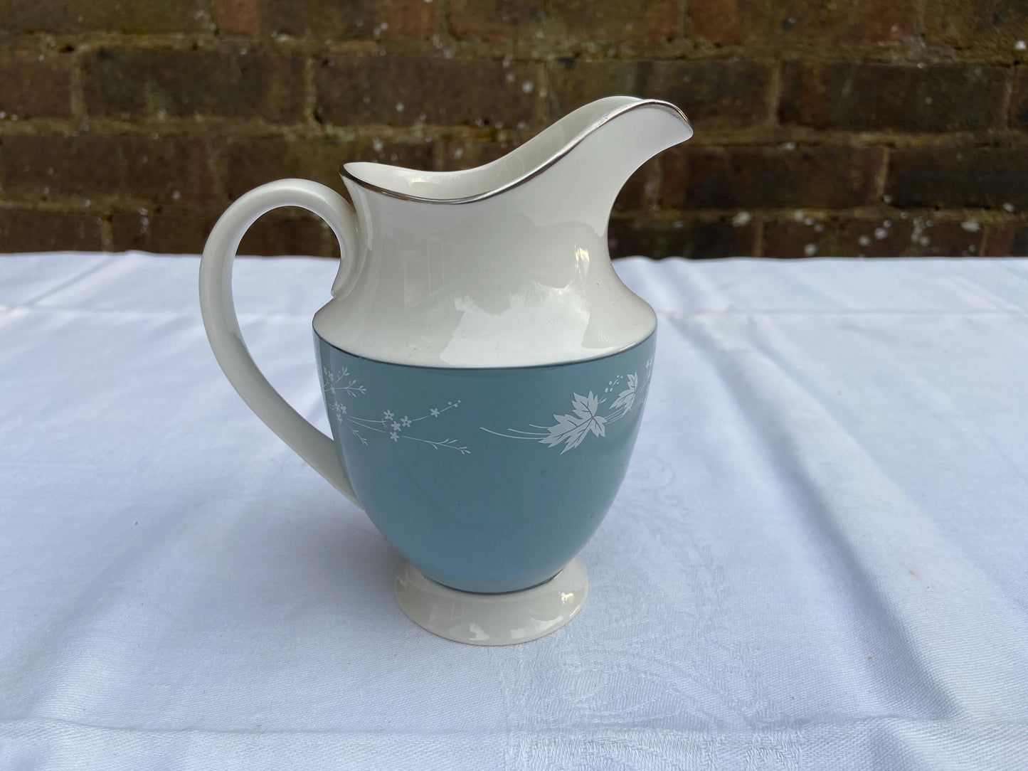 Six place Vintage Dinner Service Reflection Mid-Century Royal Doulton - 37 pieces - VGC - blue grey floral pattern with white