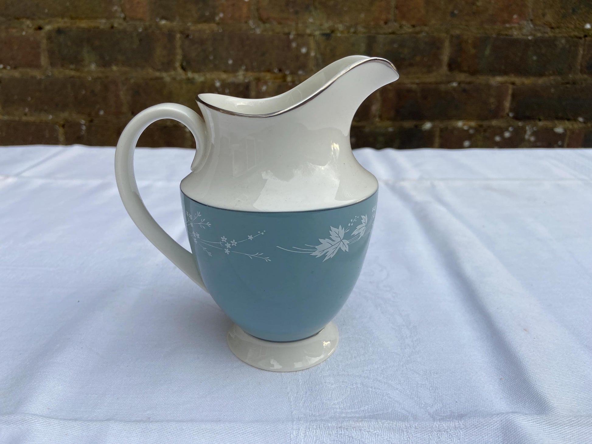 Six place Vintage Dinner Service Reflection Mid-Century Royal Doulton - 37 pieces - VGC - blue grey floral pattern with white