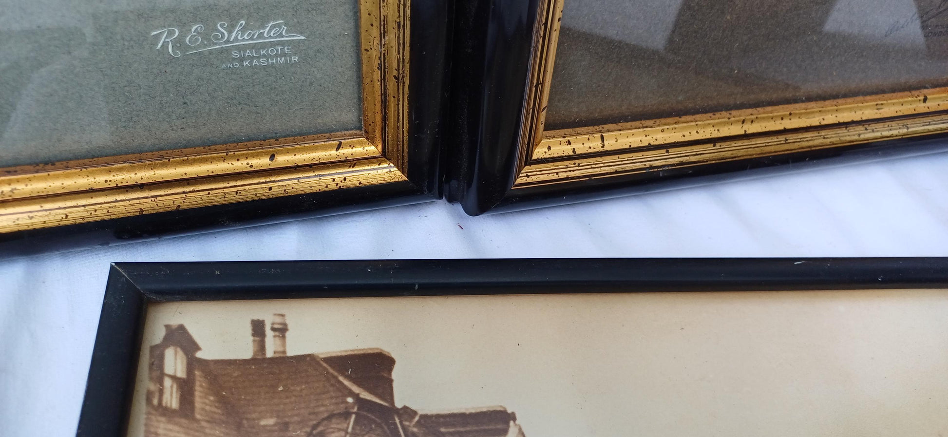 Collection of 6 Vintage Black Gold Pictures Prints Frames Framing Glazed with Boarded Backings Frame Photo Artist Upcycling Project.