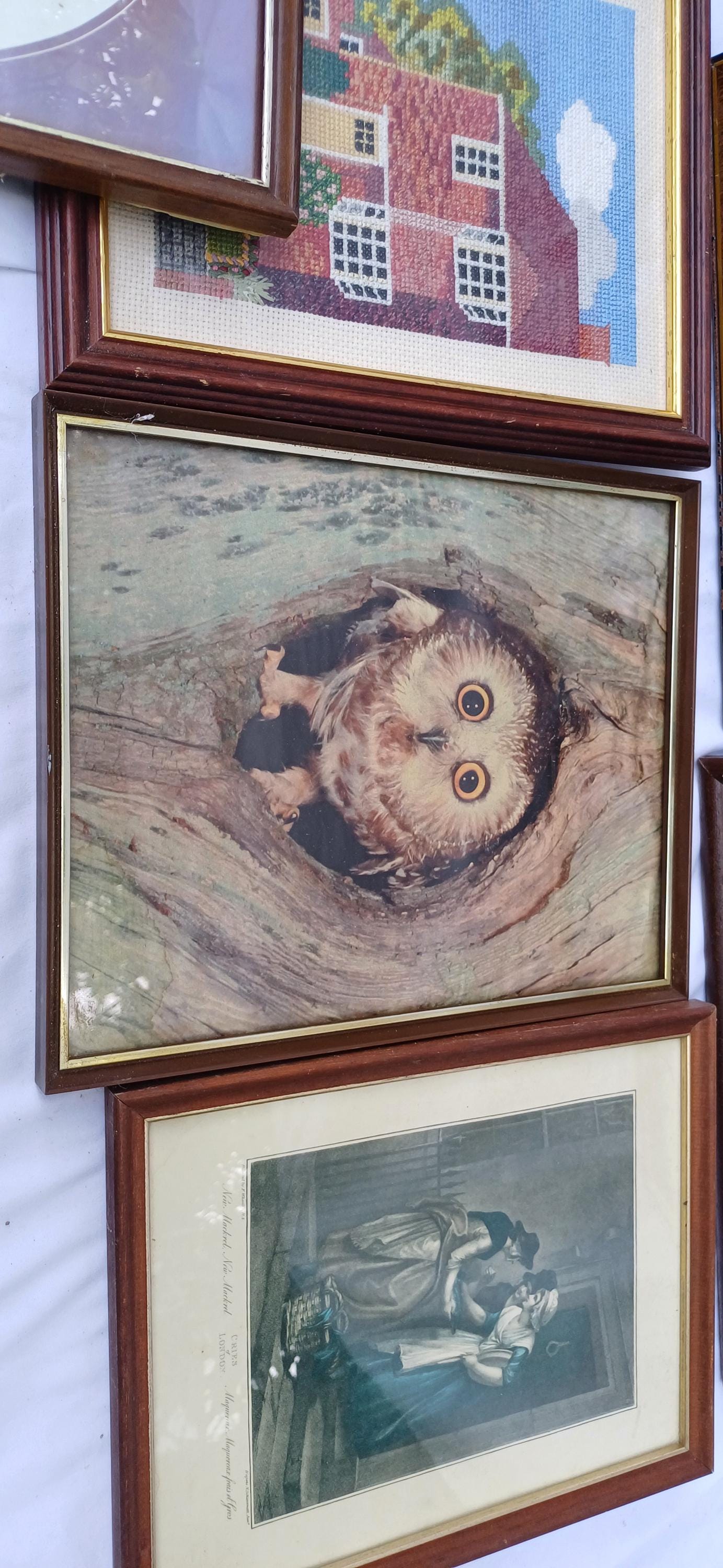 Collection of 7 Wooden Glazed Vintage Pictures Prints Frames Framing Glazed with Boarded Backings Frame Photo Artist Upcycling Project.