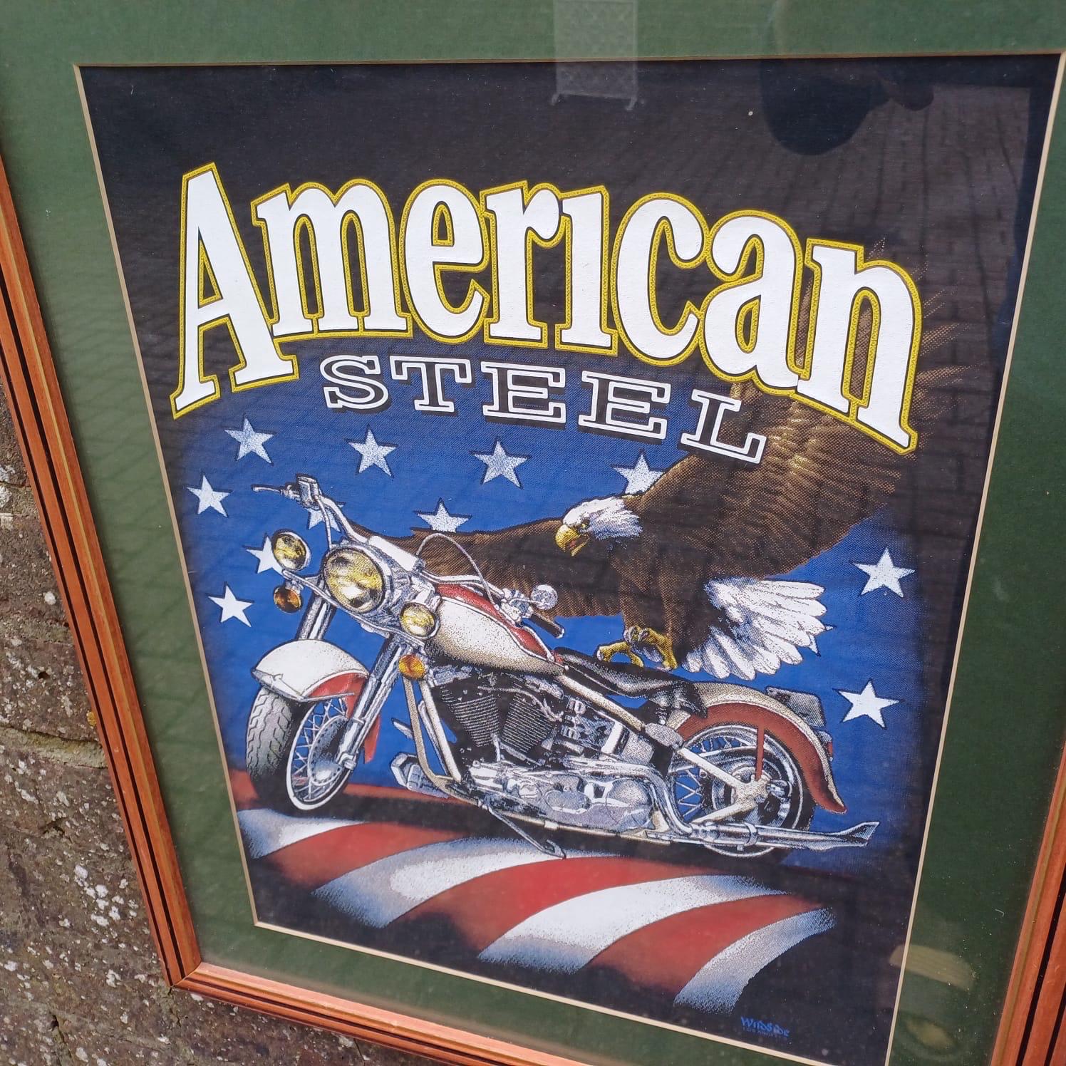 Vintage Harley Davidson's "American Steel" classic 1990s print - professionally framed, printed by WildSide