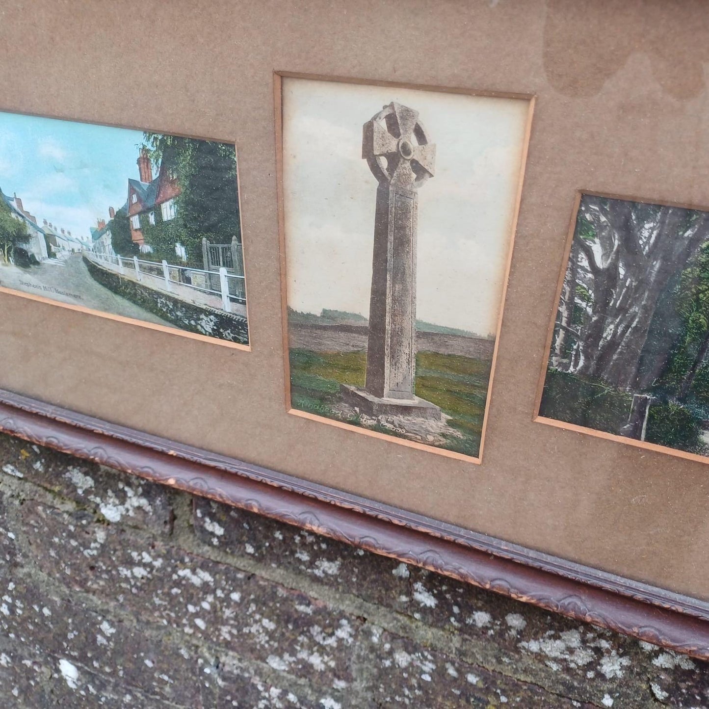 Haslemere and Hindhead, Surrey - Charming Vintage Postcards in carved 1900s Wooden Frame - Stephen's Hill, Gibbet Cross, Tennyson's Lane