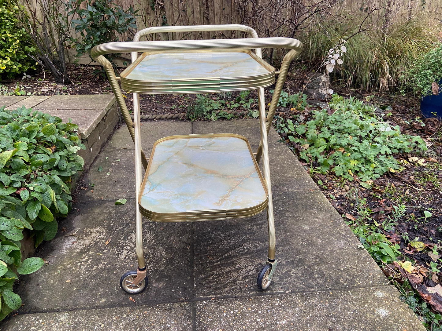Fantastic folding retro 1970s drinks trolley, cake trolley, cocktail trolley, party trolley
