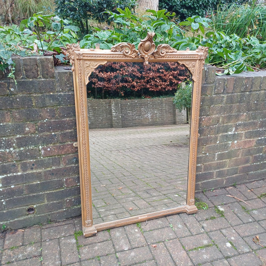 Huge Vintage Antique Victorian Wall Over Mantel Mirror Ornate Decorations