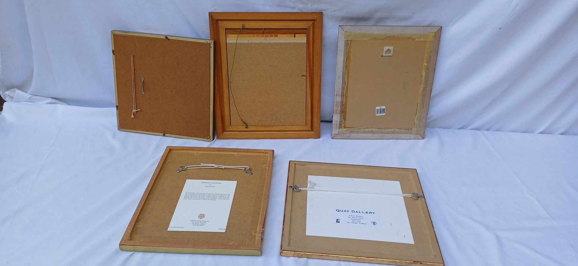 Collection of 5 Gold Vintage Pictures Prints Frames Framing Glazed with Boarded Backings Frame Photo Photograph Artist Upcycling Project.