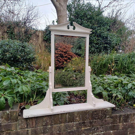 Superb Large Victorian Vintage Painted Walnut Decorative Mirror with Shelf. FREE HAND Delivery.