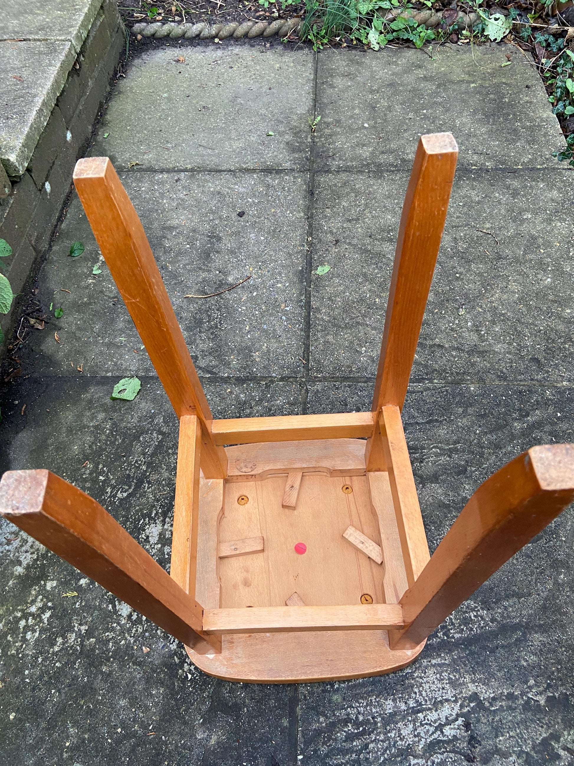 Red Vintage Kitchen Stool - Made in Romania, Eastern European