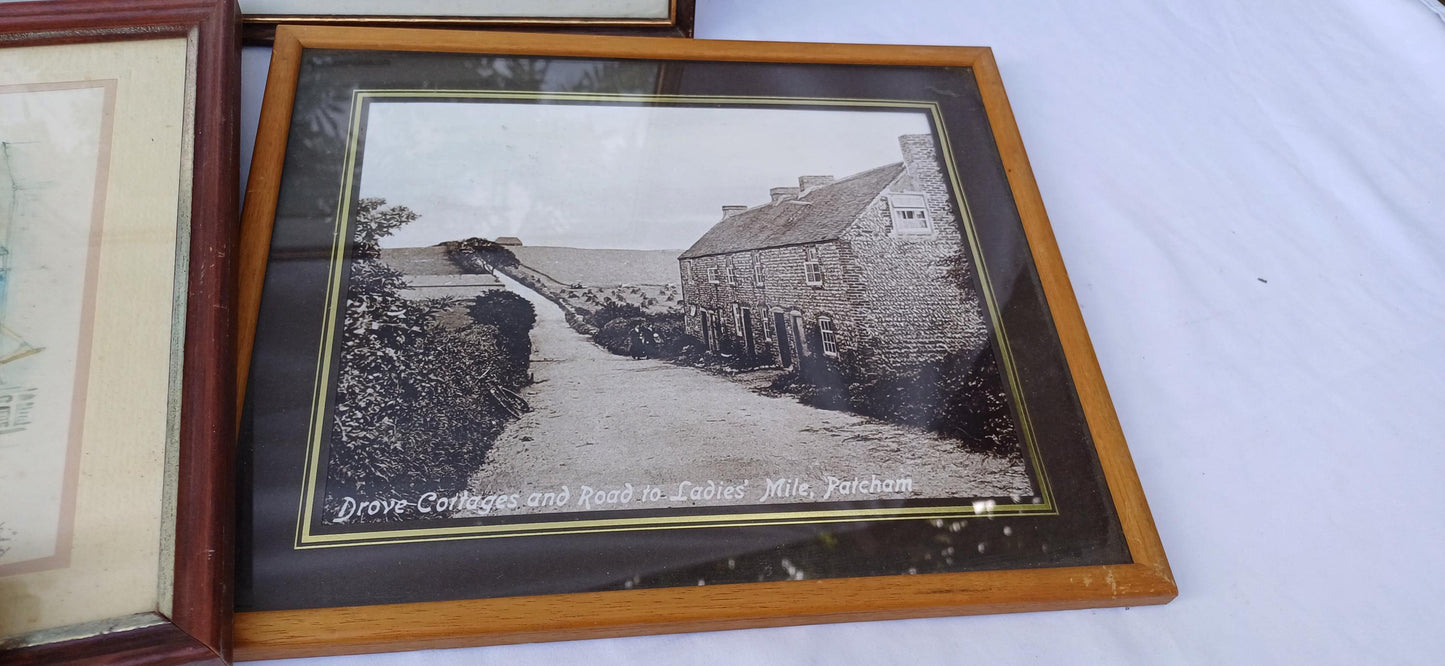 Collection of 7 Wooden Glazed Vintage Pictures Prints Frames Framing Glazed with Boarded Backings Frame Photo Artist Upcycling Project.