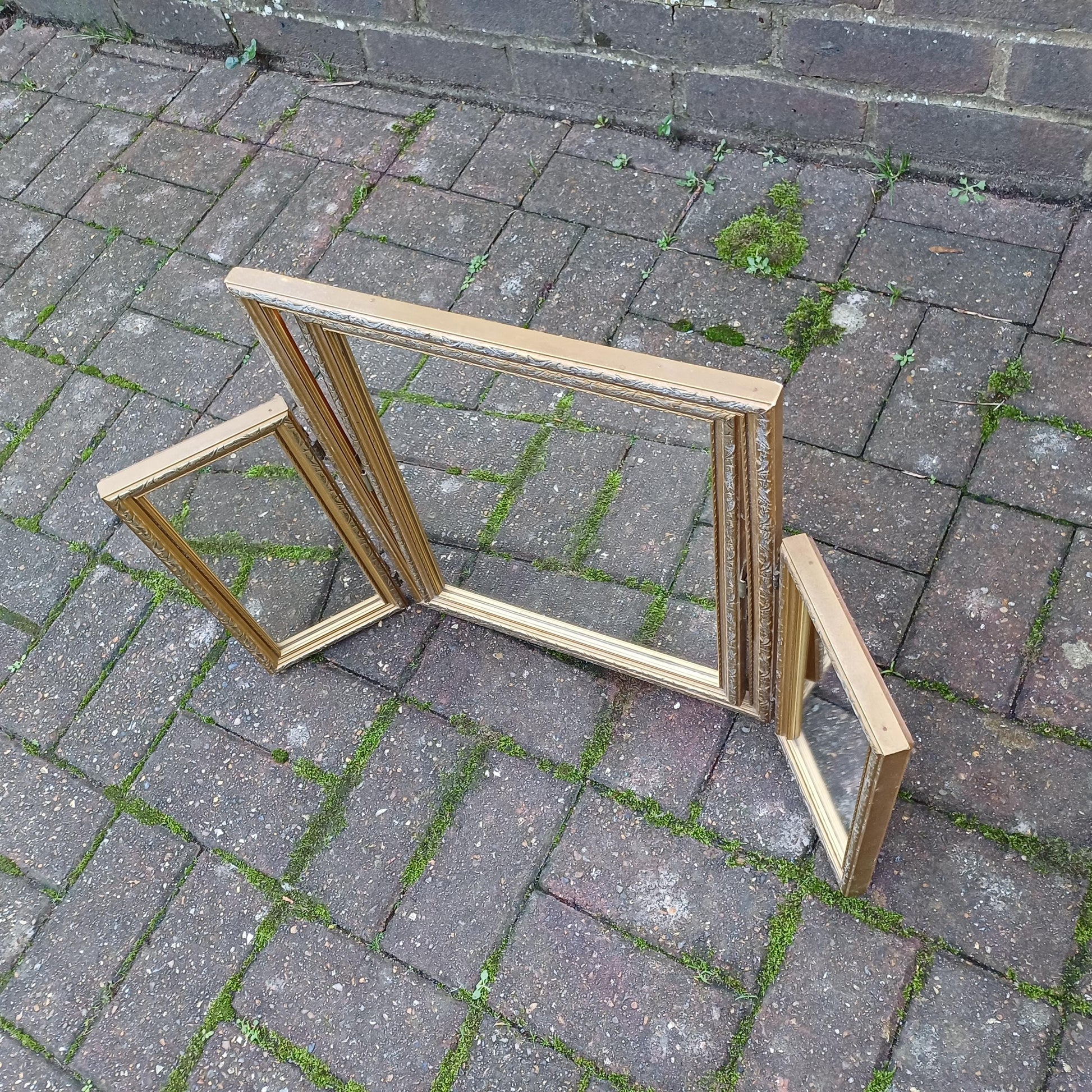 Classic Vintage Retro 70s Gold Gilt Triple Dressing Table Mirror Adjustable