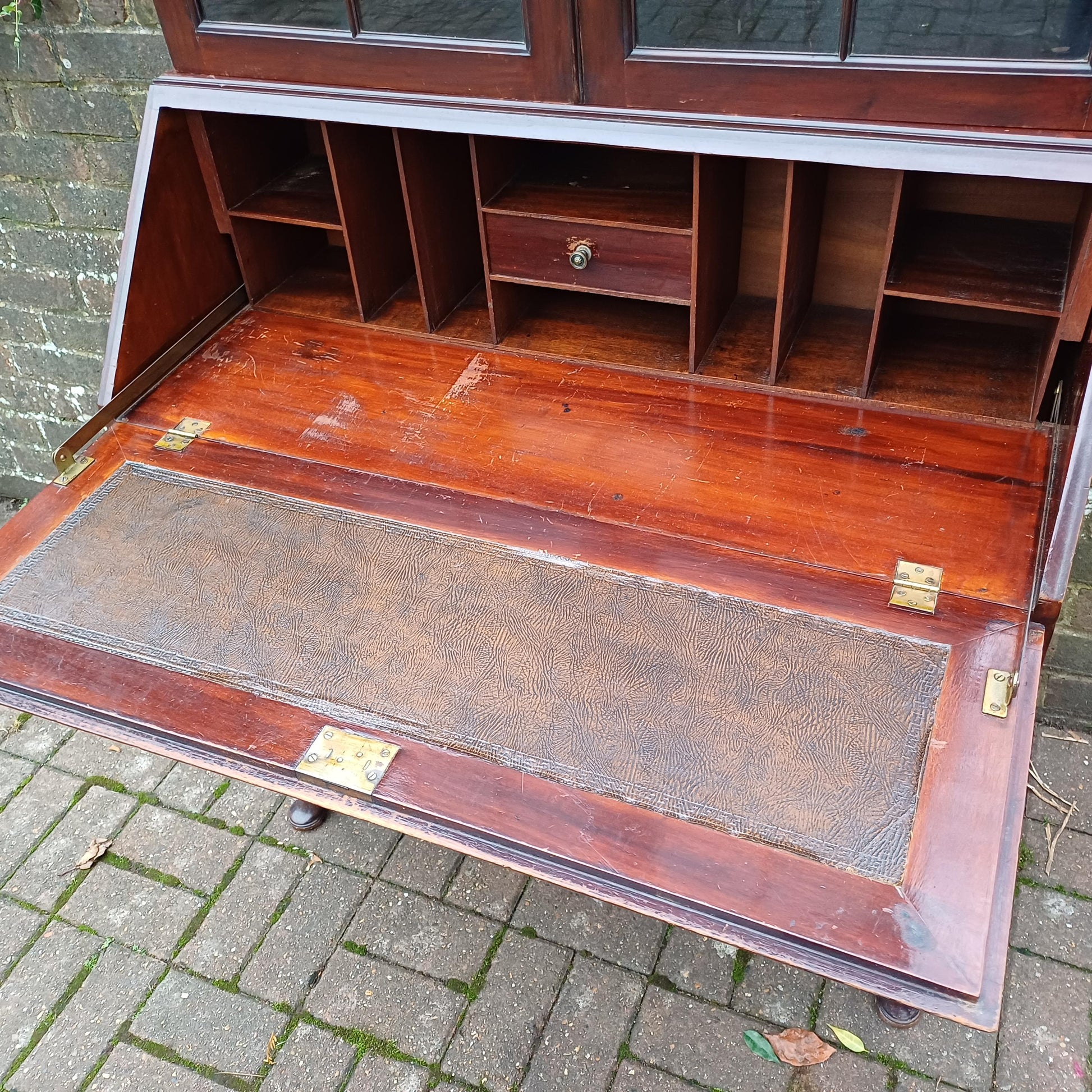 Large Early 20th Century Mahogany Bureau Bookcase Chest of Drawers Desk Glazed Cupboard FREE HAND Delivery