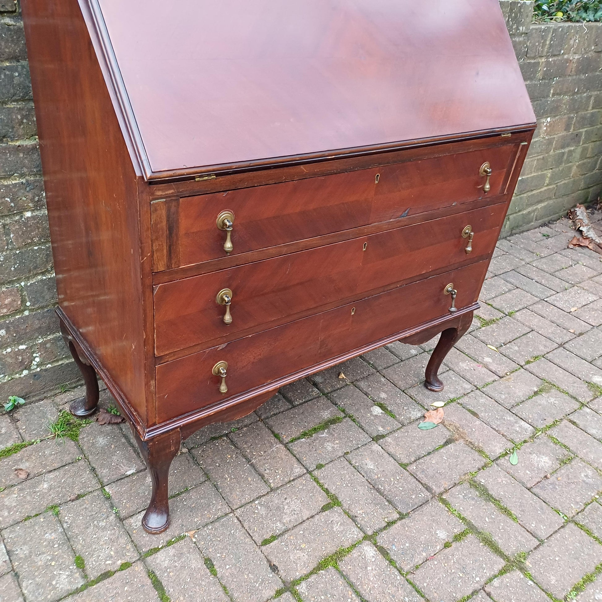 Large Early 20th Century Mahogany Bureau Bookcase Chest of Drawers Desk Glazed Cupboard FREE HAND Delivery