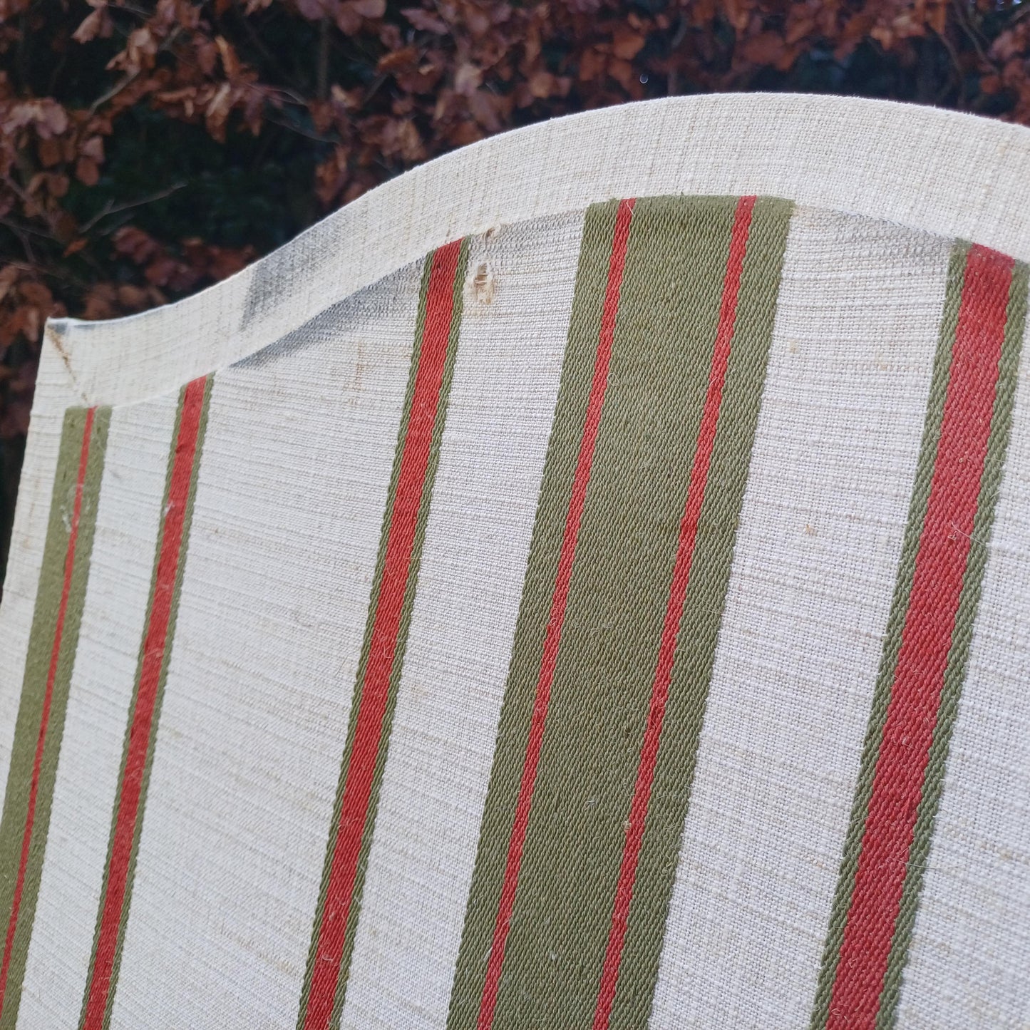Vintage Privacy Screen or Room Divider in classic cotton striped material - quality piece 3 folds