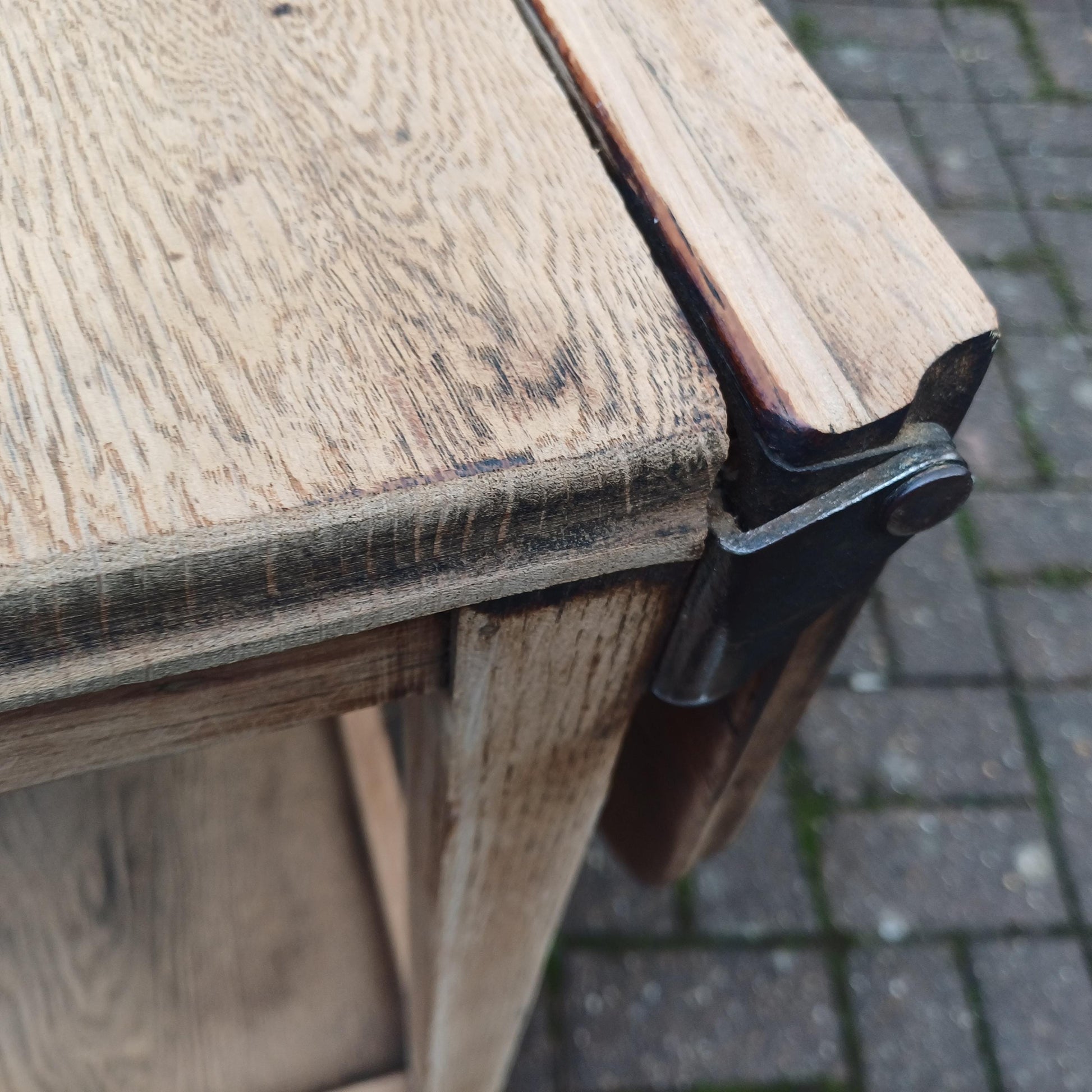 Vintage Solid Oak Cantilever Stripped Oak Trolley Also a Dining or Kitchen Table for Two. FREE HAND Delivery