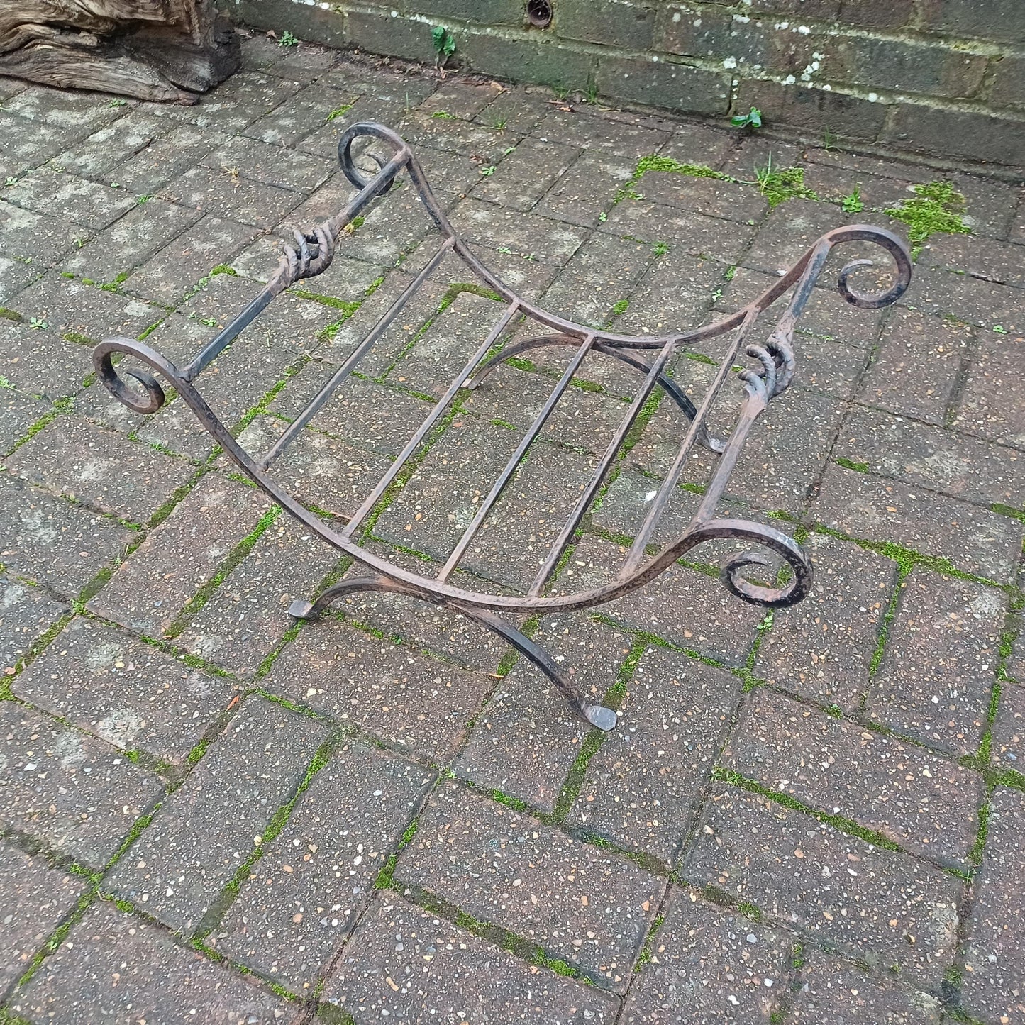 Beautiful Vintage Iron or Steel Metal Fire Basket Delightful Age Worn Finish.
