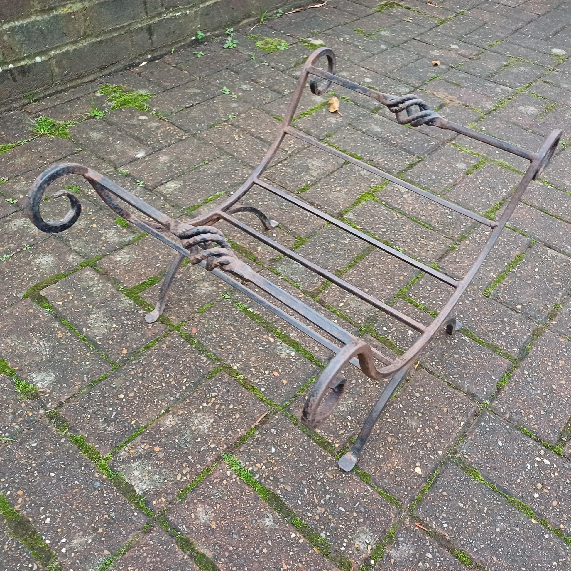 Beautiful Vintage Iron or Steel Metal Fire Basket Delightful Age Worn Finish.