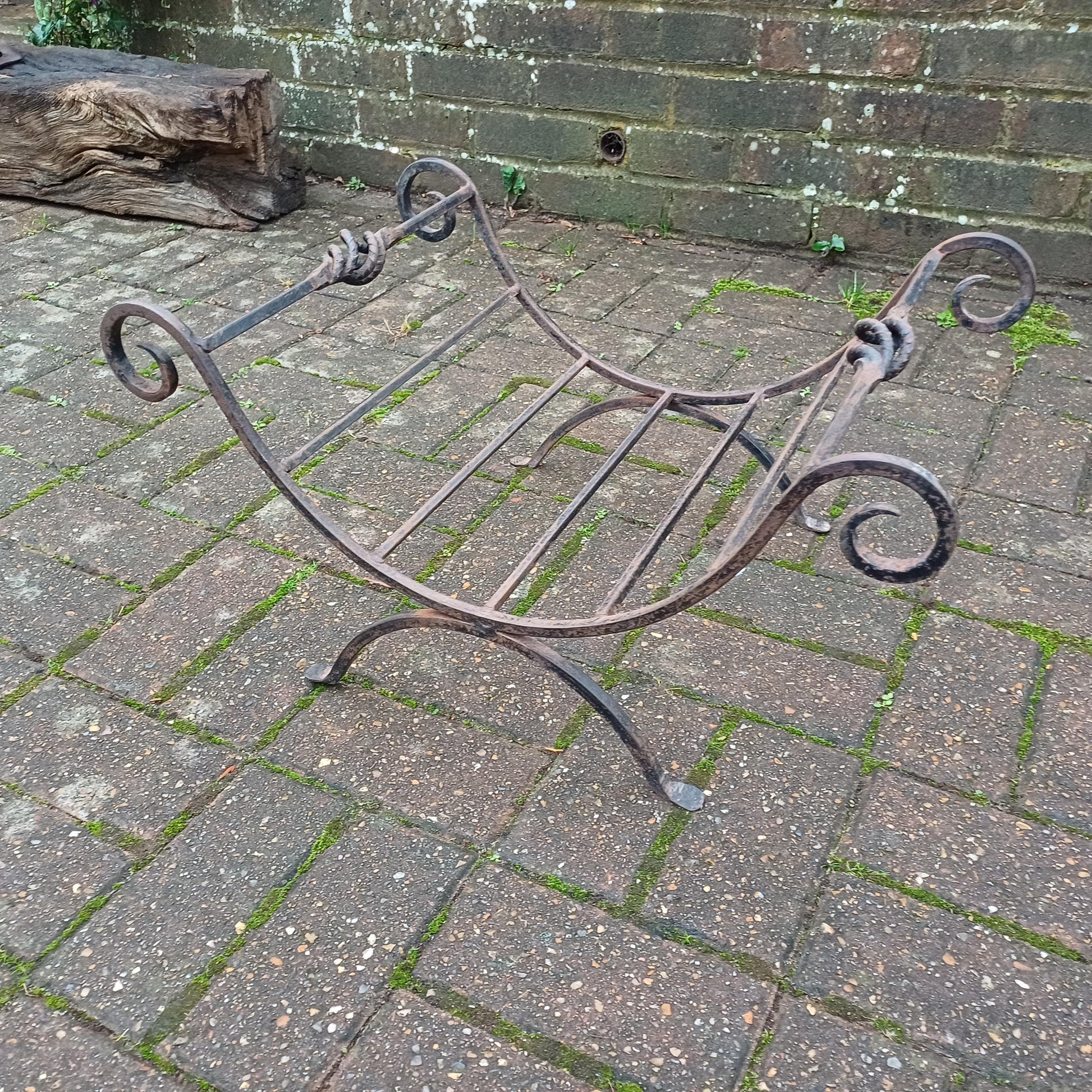 Beautiful Vintage Iron or Steel Metal Fire Basket Delightful Age Worn Finish.