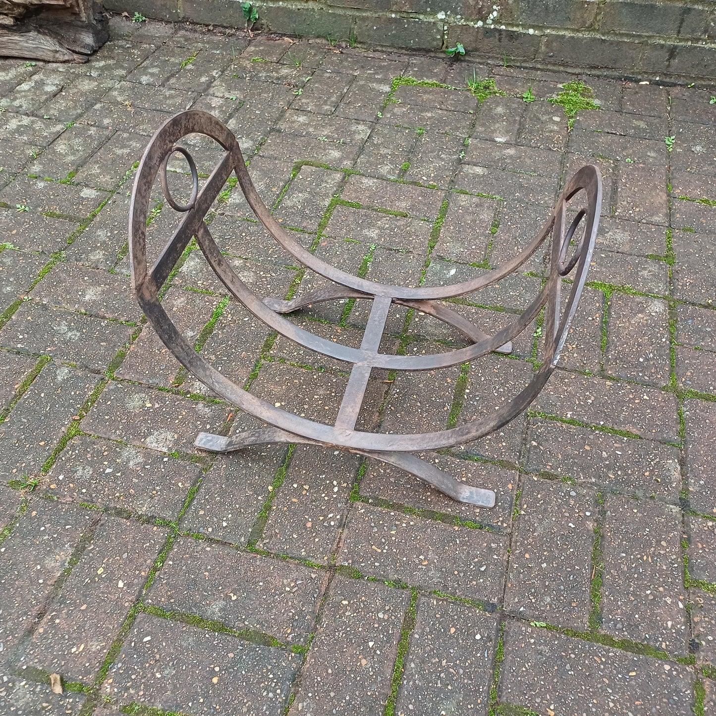 Beautiful Vintage Iron or Steel Metal Fire Basket Delightful Age Worn Finish.