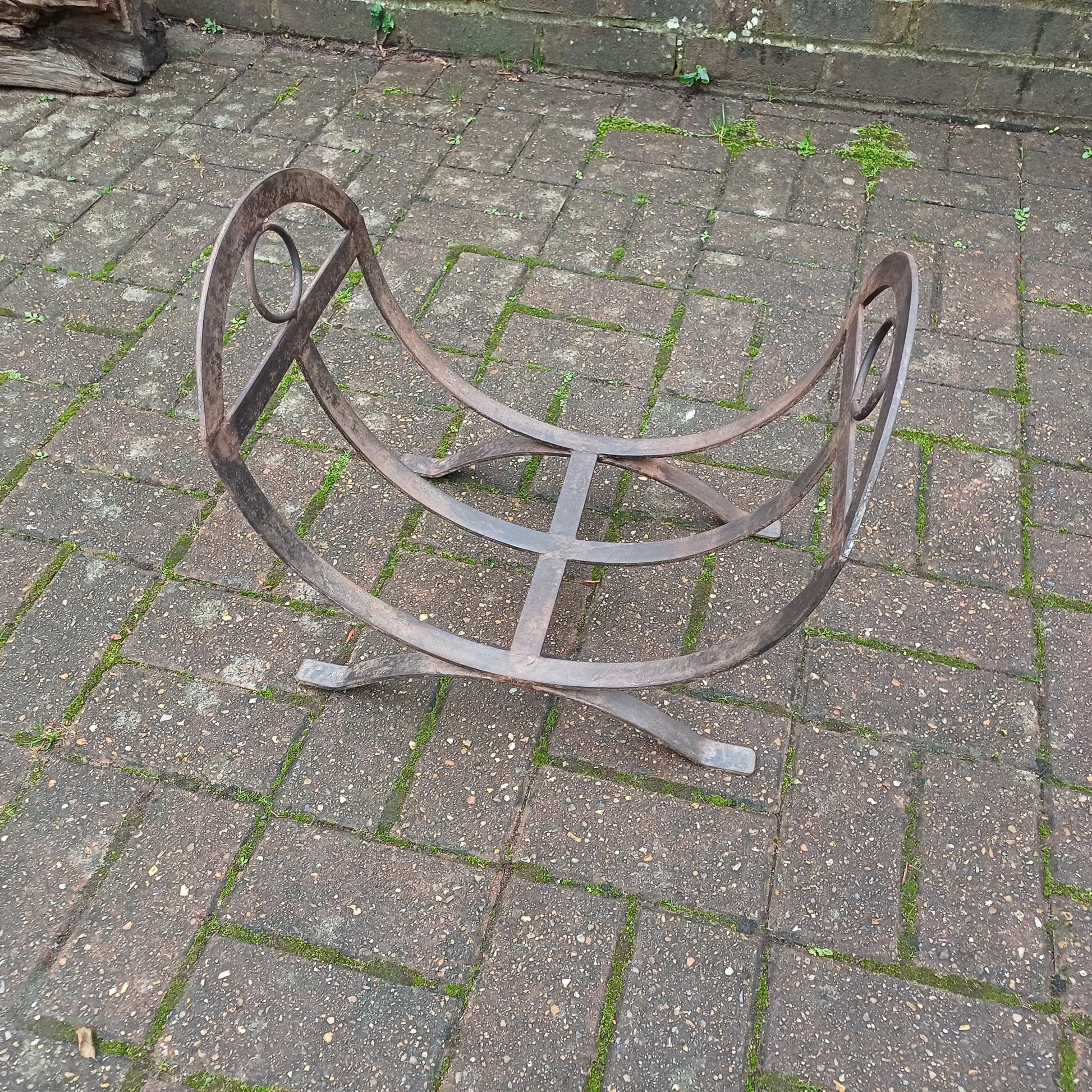 Beautiful Vintage Iron or Steel Metal Fire Basket Delightful Age Worn Finish.