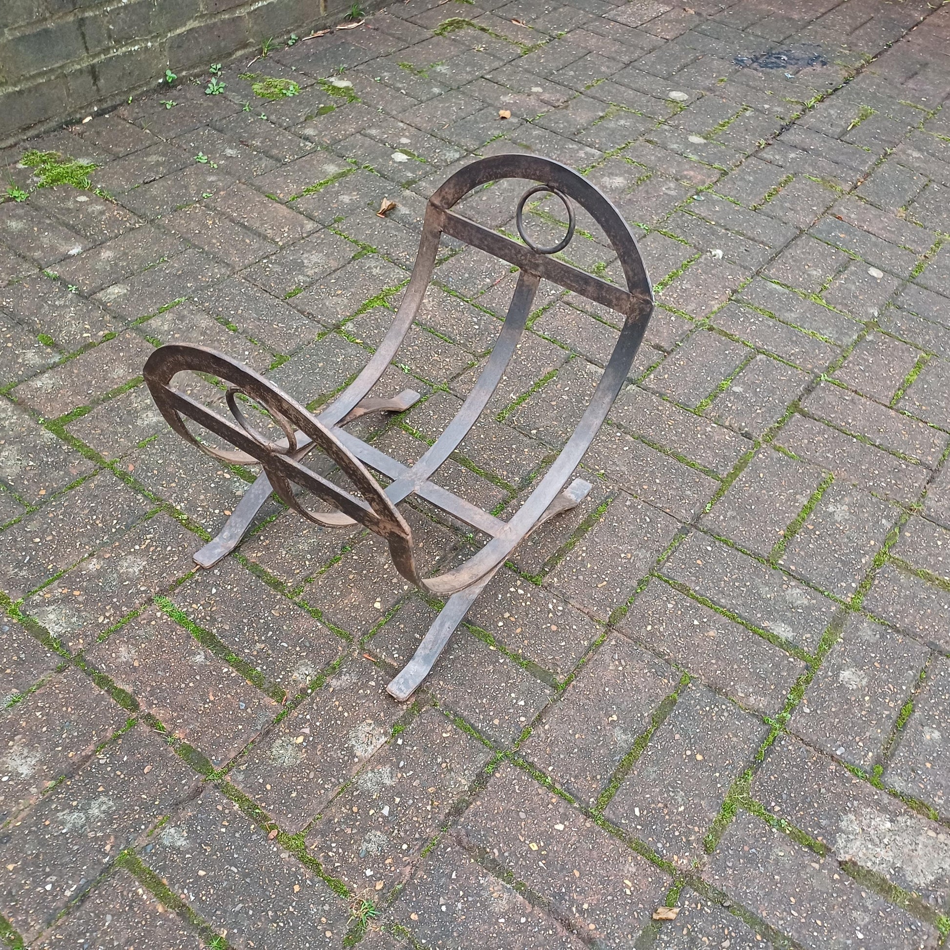 Beautiful Vintage Iron or Steel Metal Fire Basket Delightful Age Worn Finish.