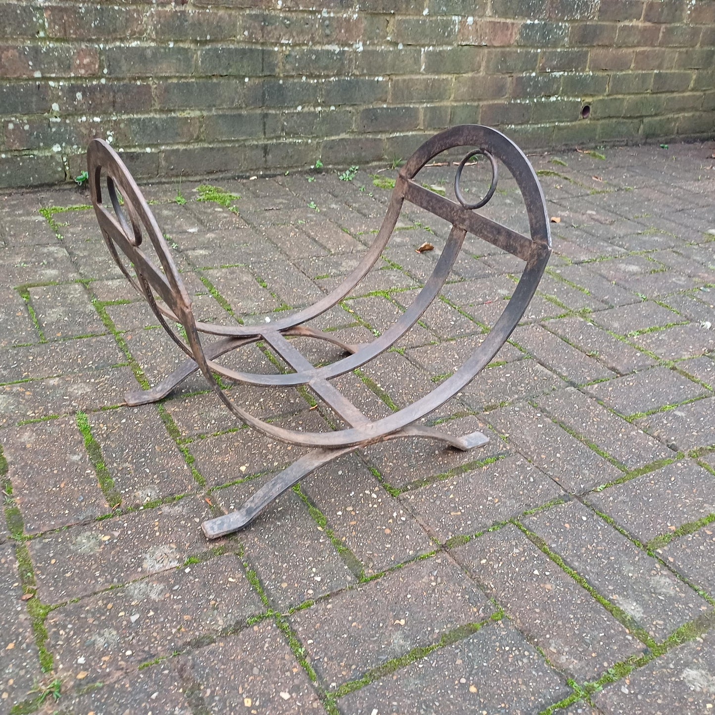 Beautiful Vintage Iron or Steel Metal Fire Basket Delightful Age Worn Finish.