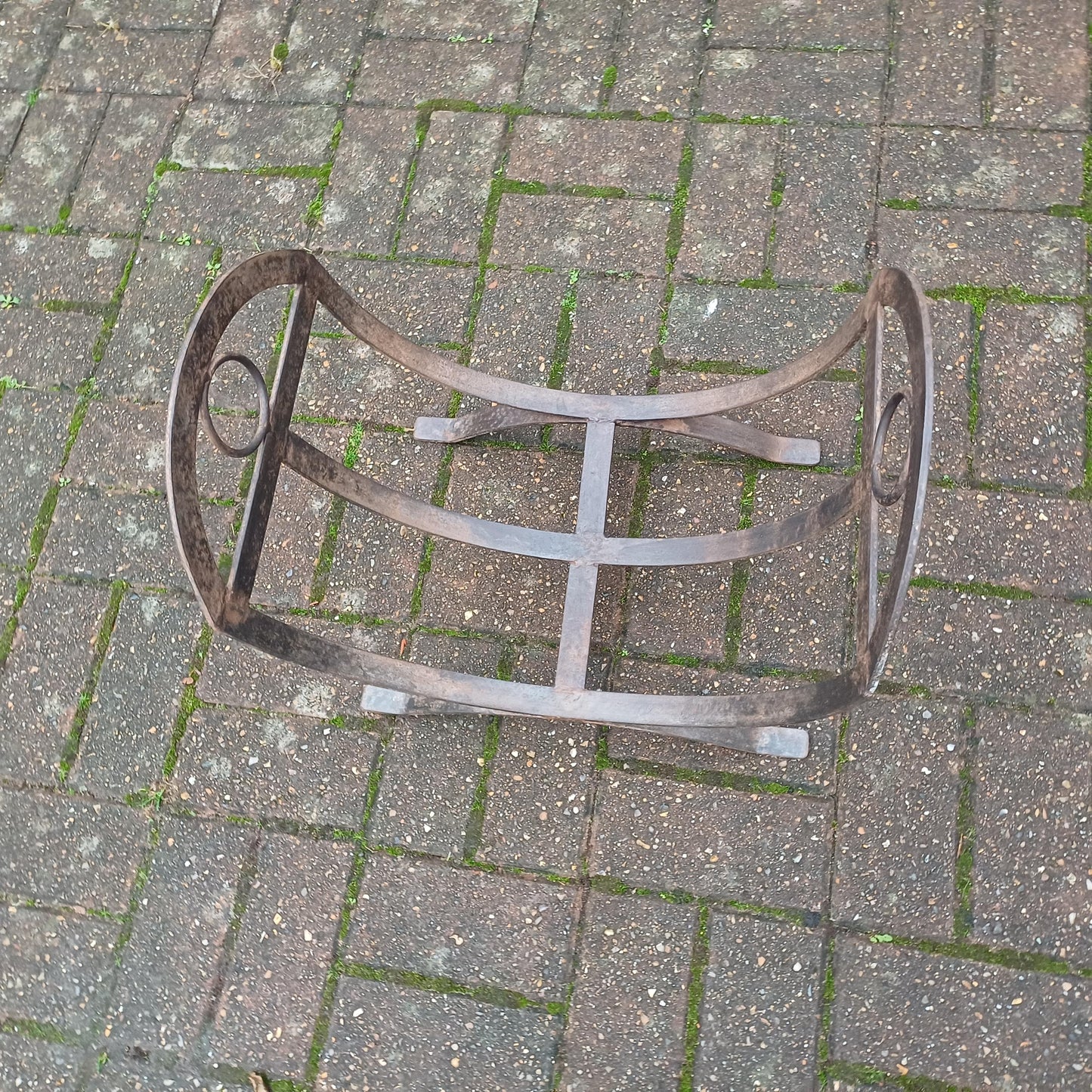 Beautiful Vintage Iron or Steel Metal Fire Basket Delightful Age Worn Finish.