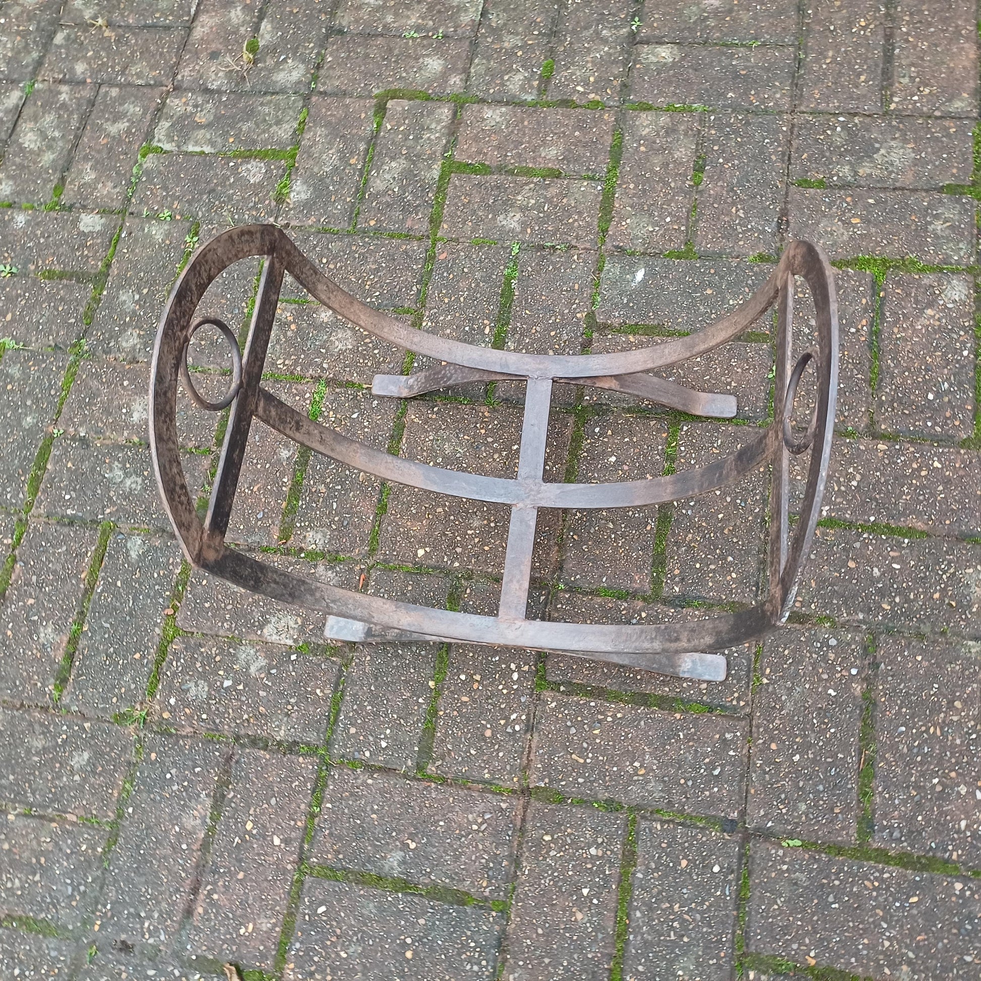 Beautiful Vintage Iron or Steel Metal Fire Basket Delightful Age Worn Finish.