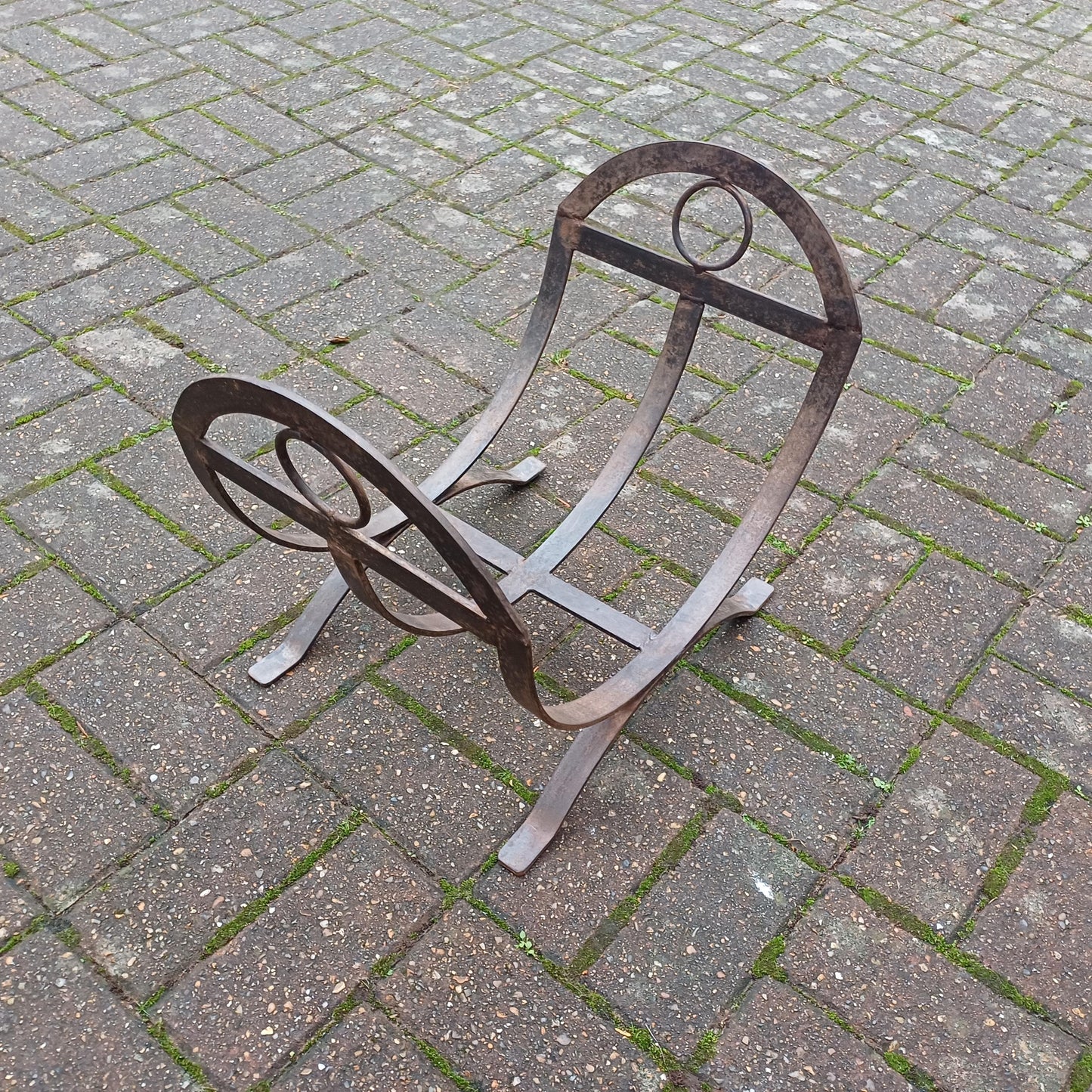 Beautiful Vintage Iron or Steel Metal Fire Basket Delightful Age Worn Finish.