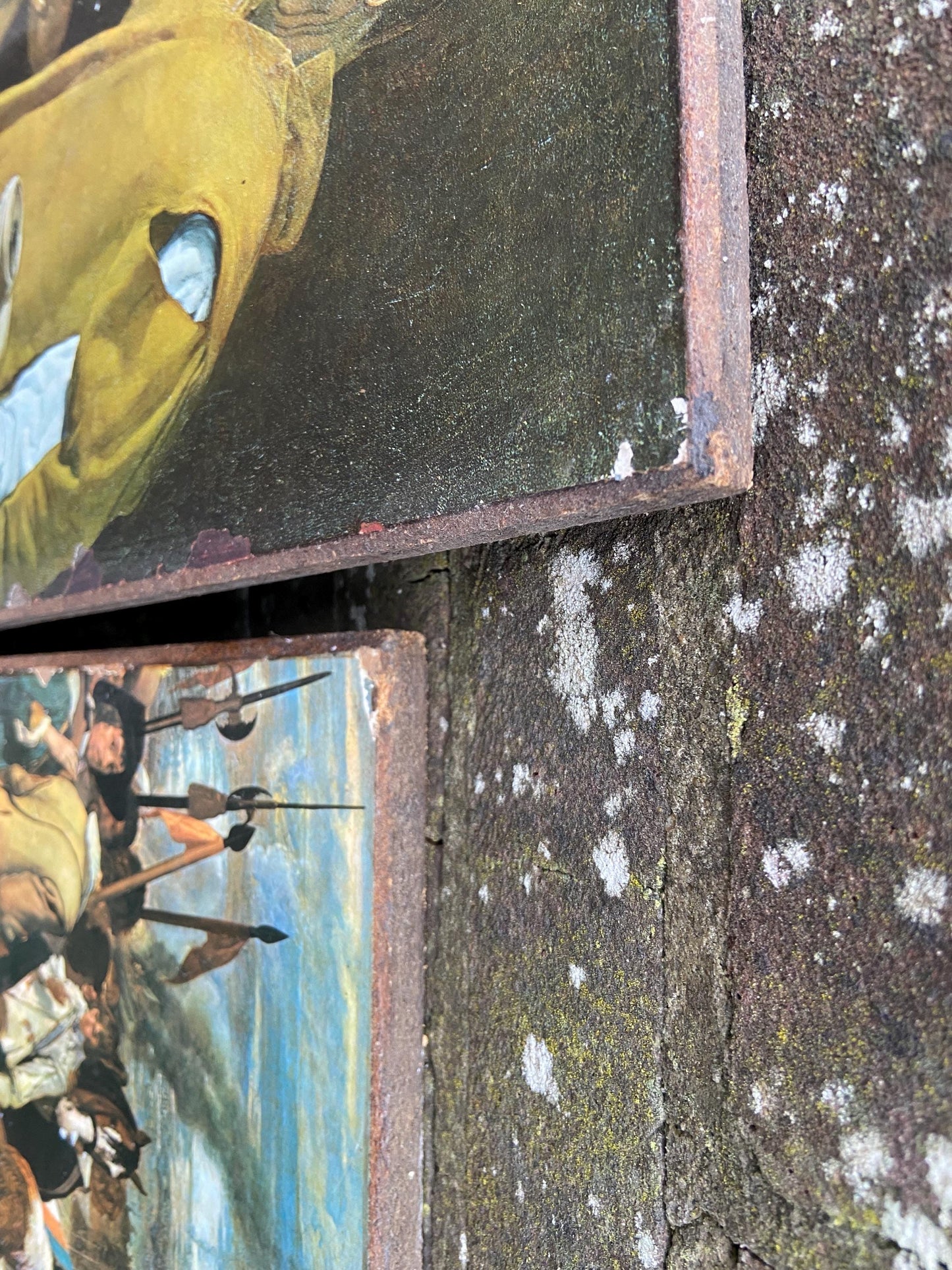 Vintage prints of The Old Masters paintings on hardboard, retro style, bold and colourful paintings - Velazquez x 2, and Goya