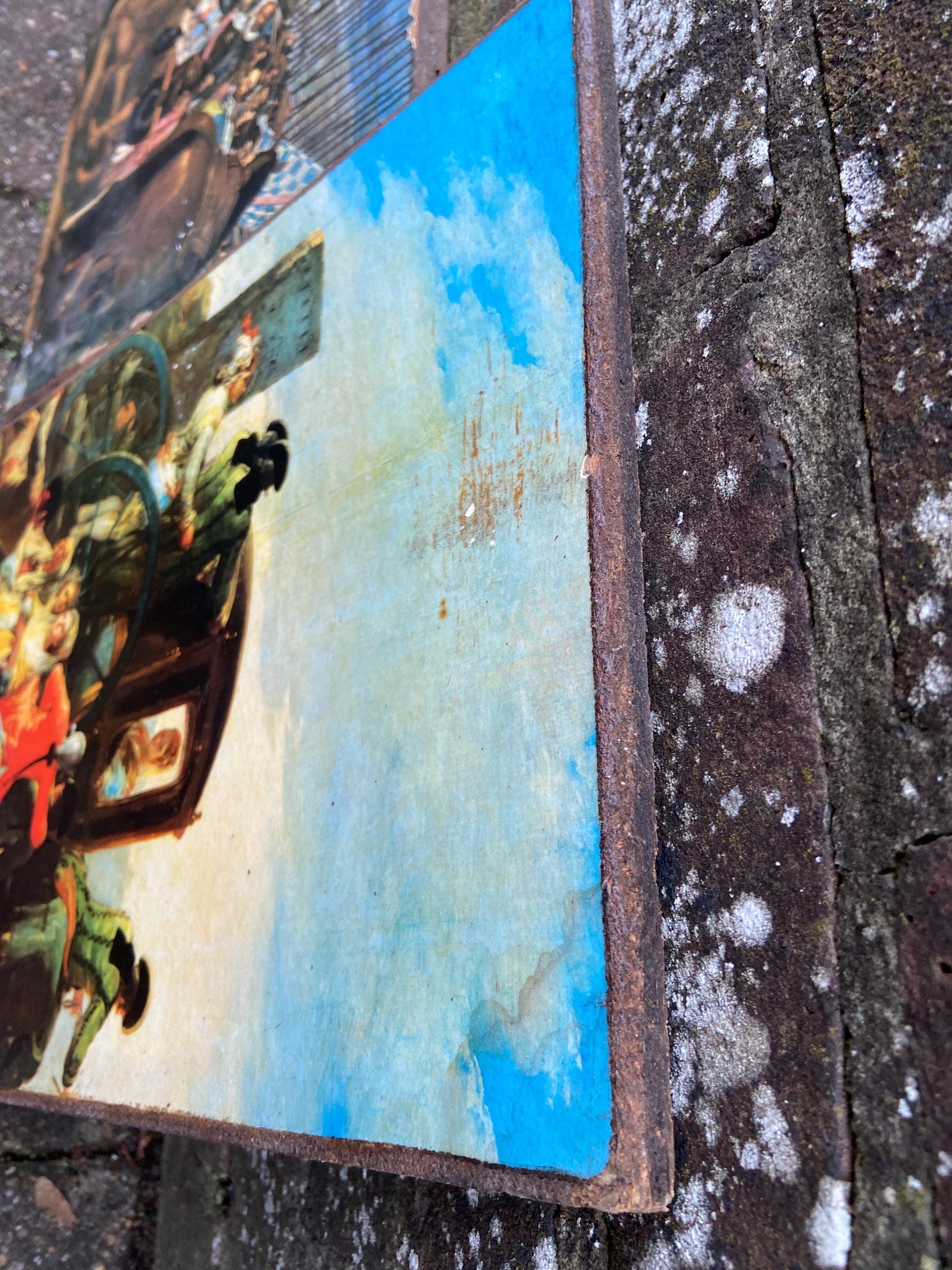 Vintage prints of The Old Masters paintings on hardboard, retro style, bold and colourful paintings - Velazquez x 2, and Goya