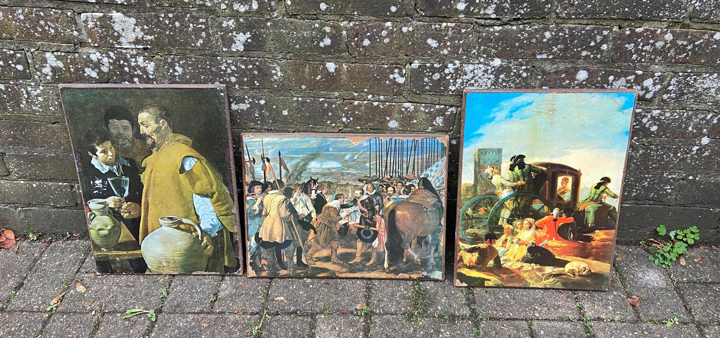painting of the old Masters on hard board. 17th and 18th century paintings in retro style. Velazquez and Goya