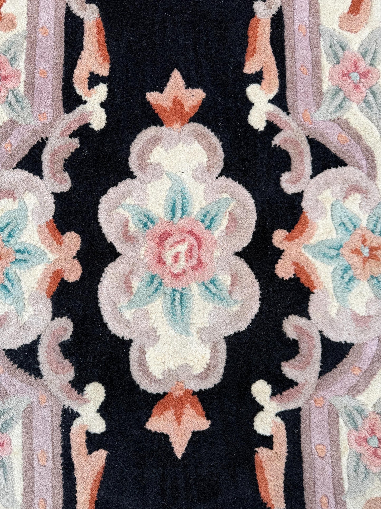 Black Thick Pile Chinese Wool Rug (136cm x 62cm)